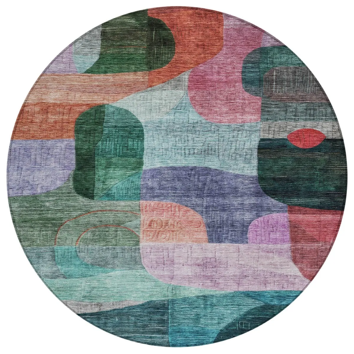 Machine Washable Indoor/ Outdoor Abstract Contemporary Chantille Rug