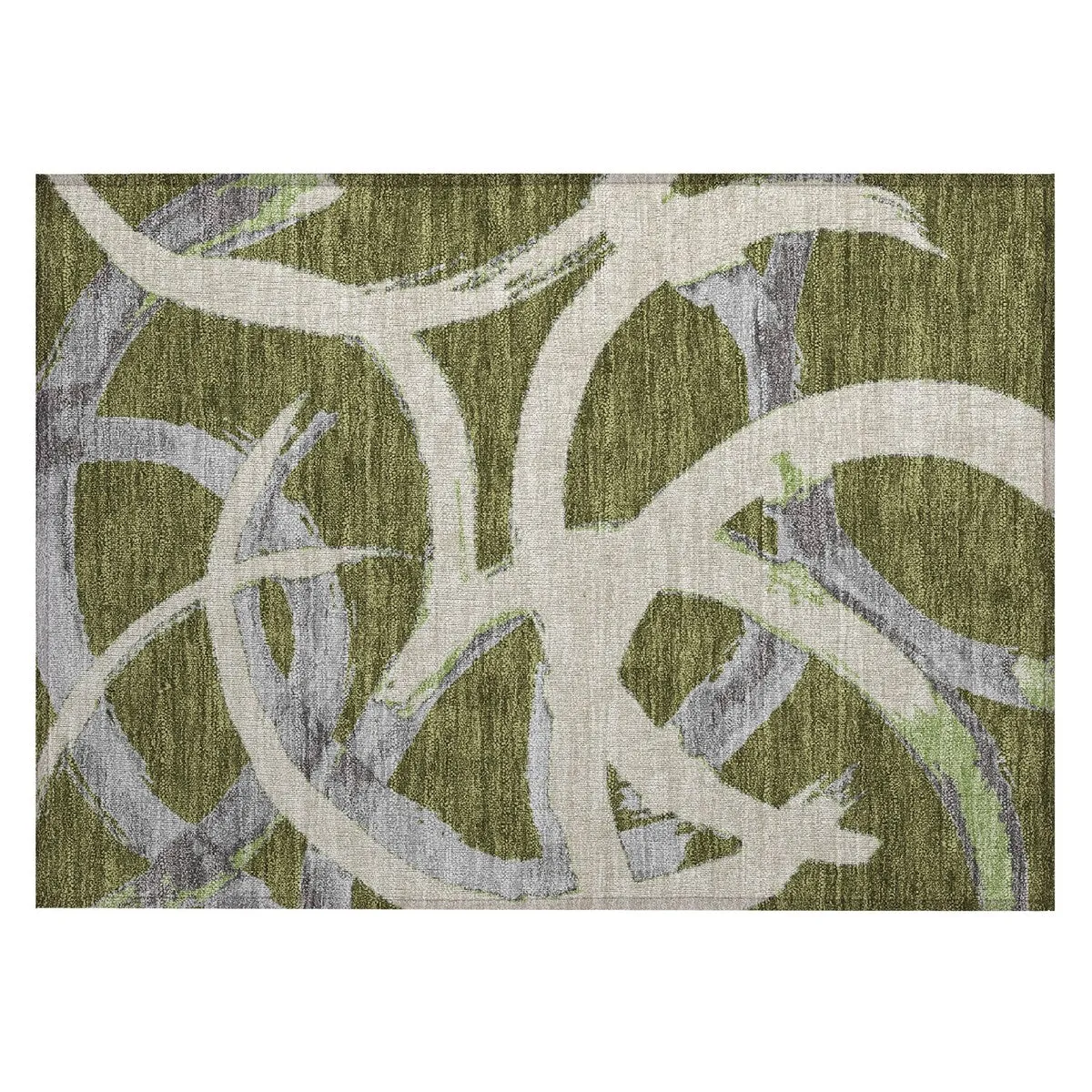 Machine Washable Indoor/ Outdoor Abstract Contemporary Chantille Rug