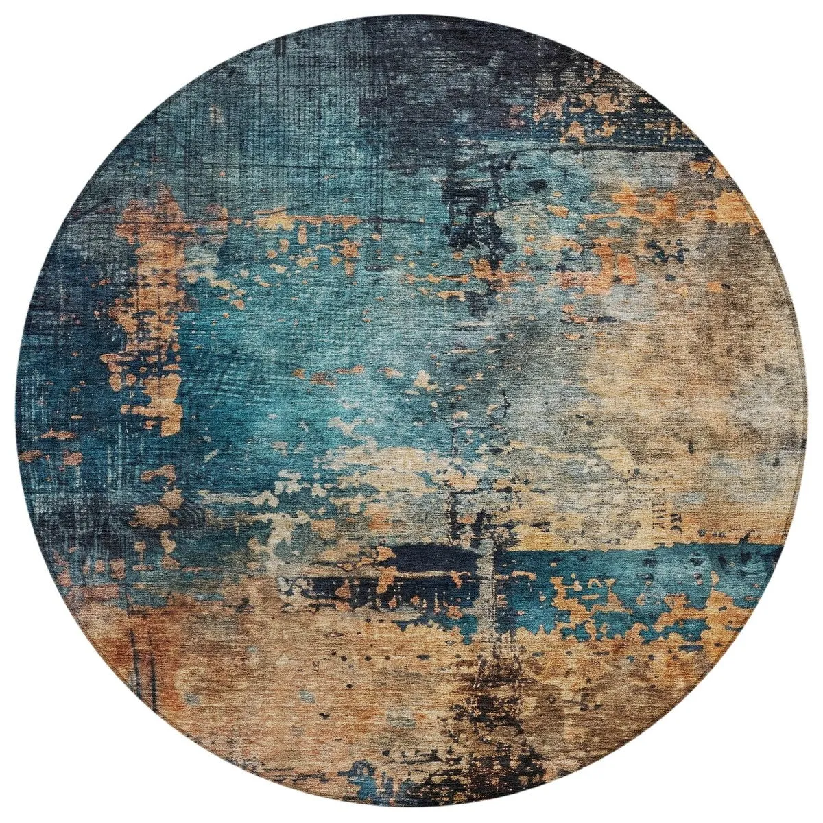 Machine Washable Indoor/ Outdoor Abstract Contemporary Chantille Rug