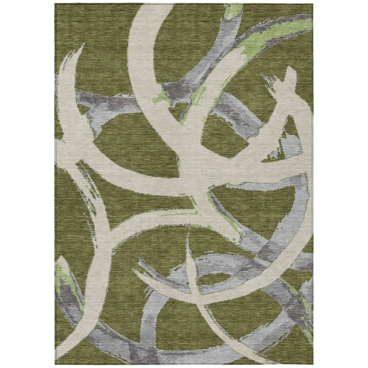 Machine Washable Indoor/ Outdoor Abstract Contemporary Chantille Rug