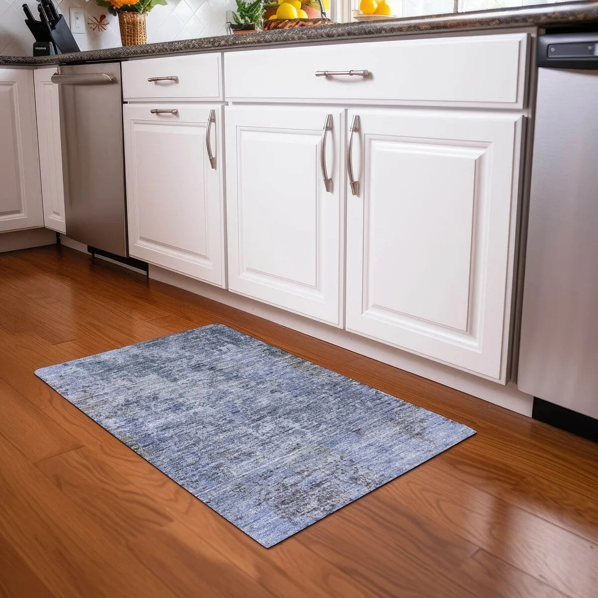 Machine Washable Indoor/ Outdoor Abstract Contemporary Chantille Rug