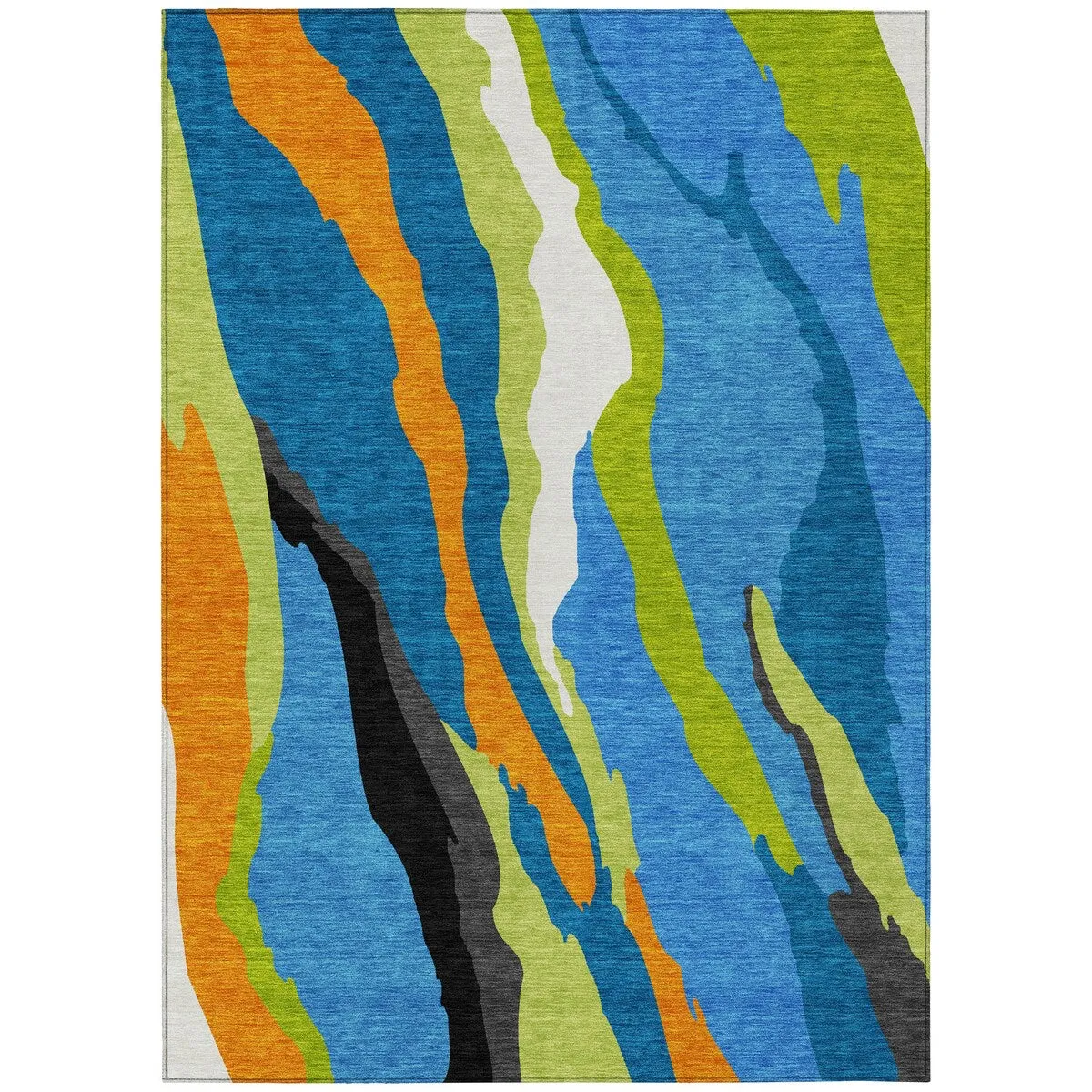 Machine Washable Indoor/ Outdoor Abstract Contemporary Chantille Rug