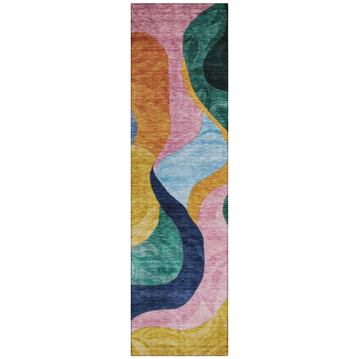 Machine Washable Indoor/ Outdoor Abstract Contemporary Chantille Rug