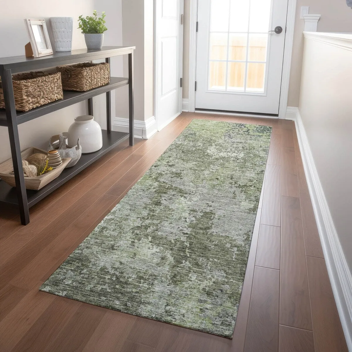 Machine Washable Indoor/ Outdoor Abstract Contemporary Chantille Rug