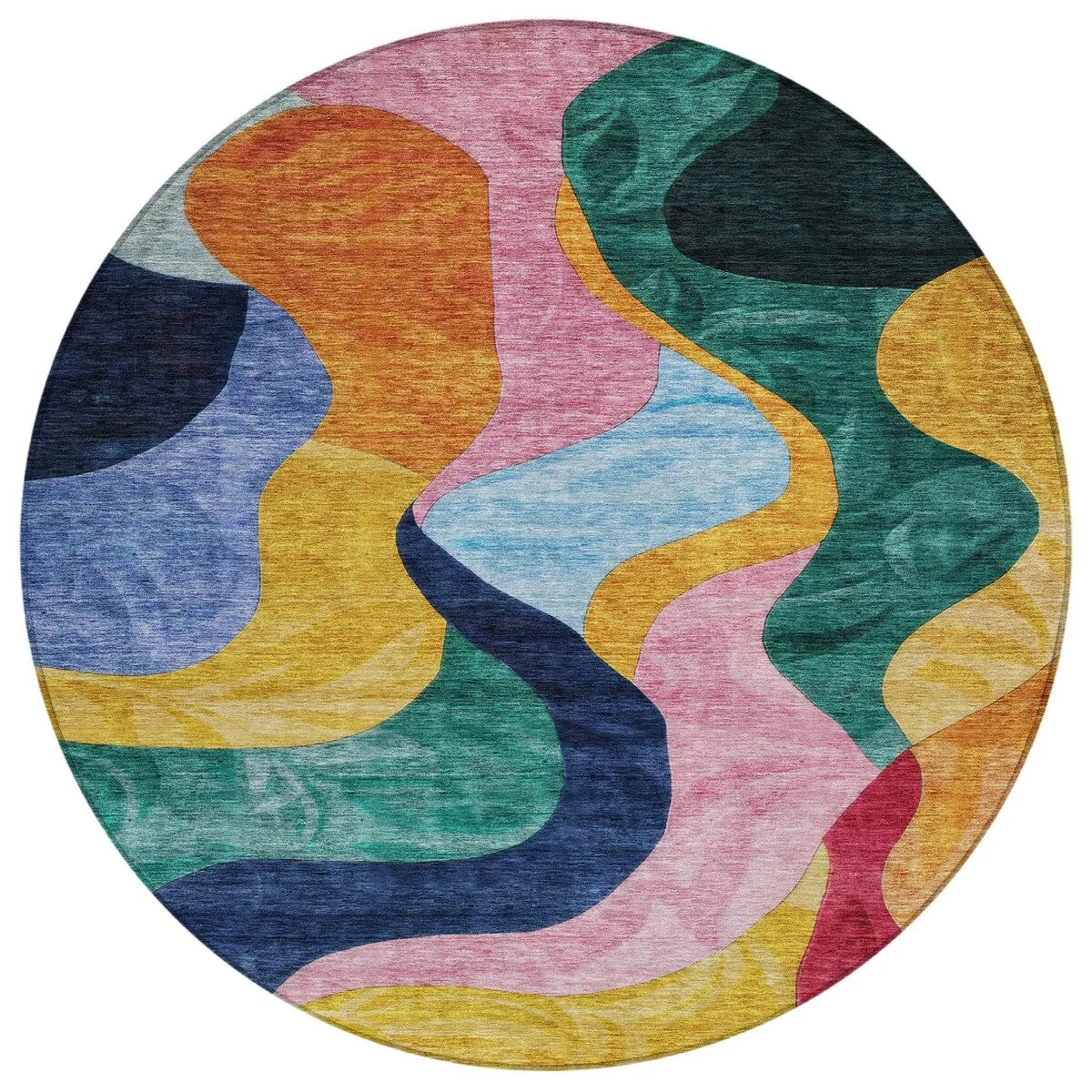 Machine Washable Indoor/ Outdoor Abstract Contemporary Chantille Rug