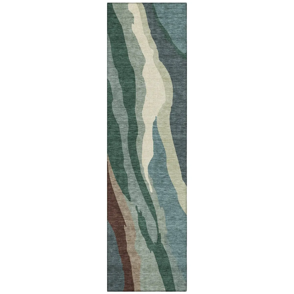 Machine Washable Indoor/ Outdoor Abstract Contemporary Chantille Rug