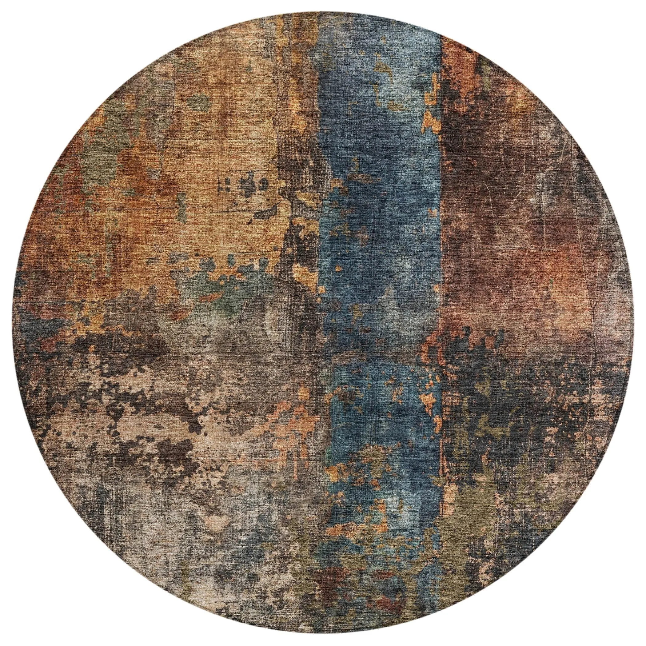 Machine Washable Indoor/ Outdoor Abstract Contemporary Chantille Rug