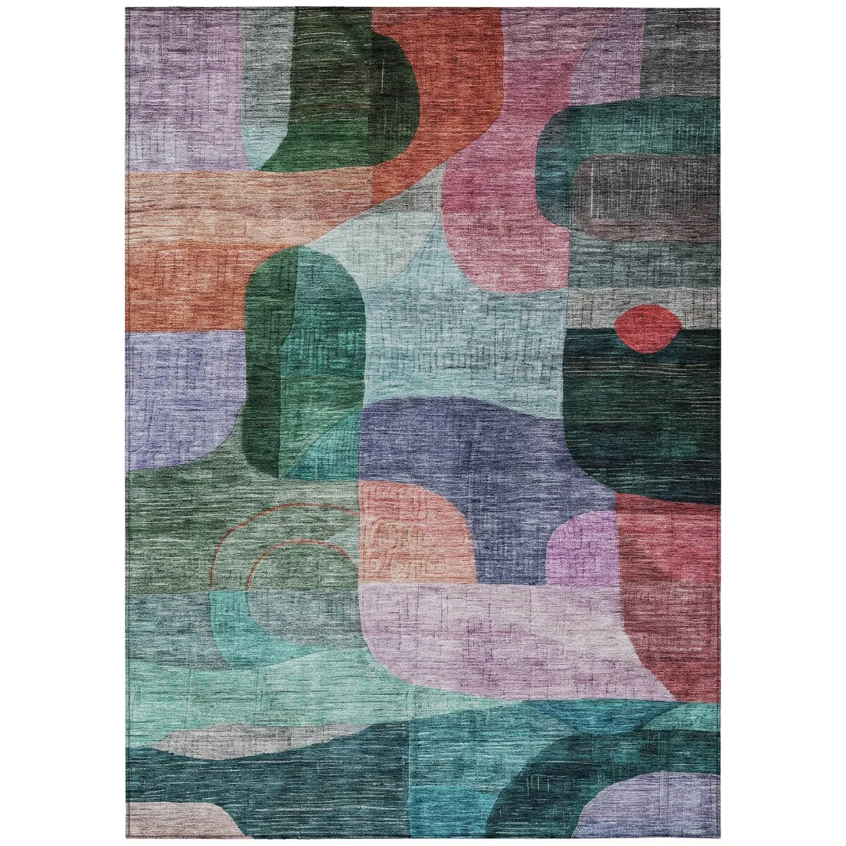 Machine Washable Indoor/ Outdoor Abstract Contemporary Chantille Rug