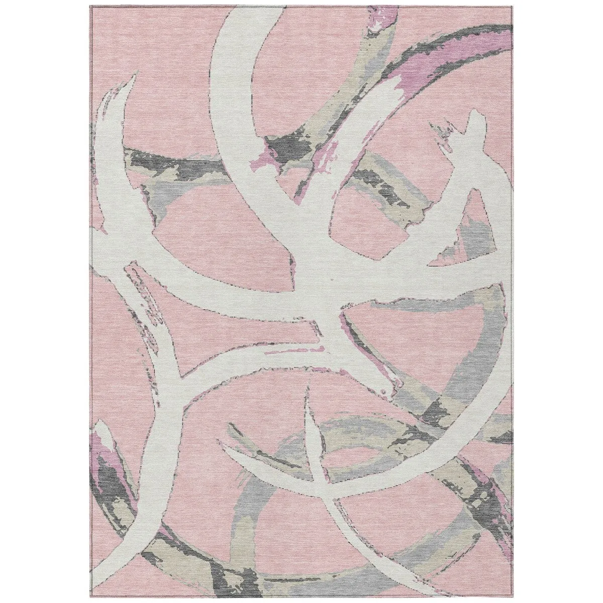 Machine Washable Indoor/ Outdoor Abstract Contemporary Chantille Rug