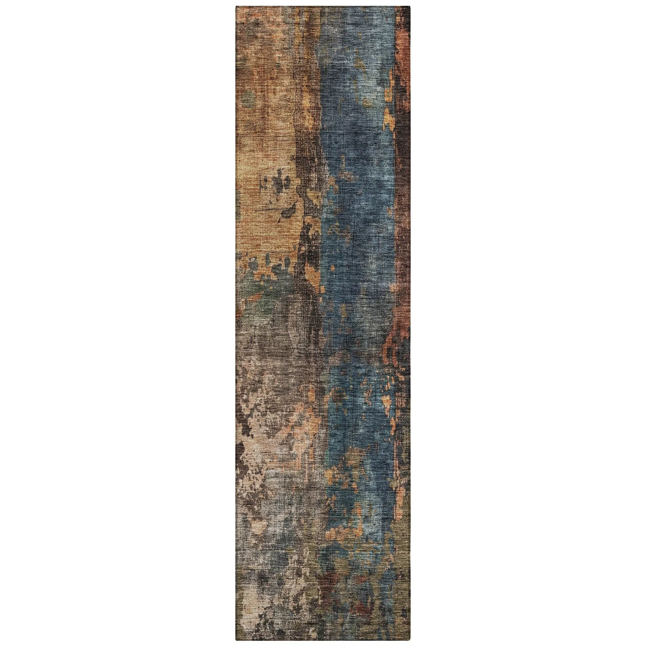 Machine Washable Indoor/ Outdoor Abstract Contemporary Chantille Rug
