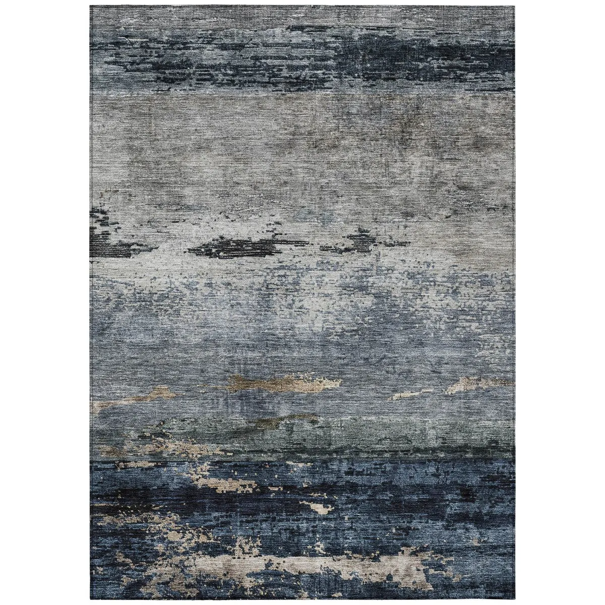 Machine Washable Indoor/ Outdoor Abstract Contemporary Chantille Rug