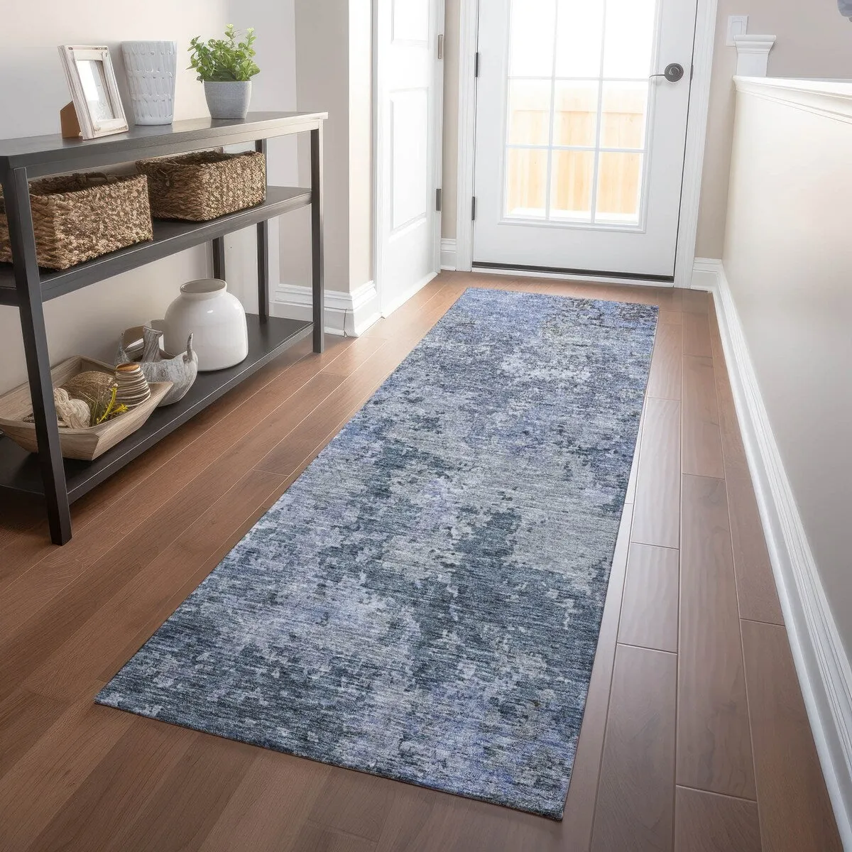 Machine Washable Indoor/ Outdoor Abstract Contemporary Chantille Rug