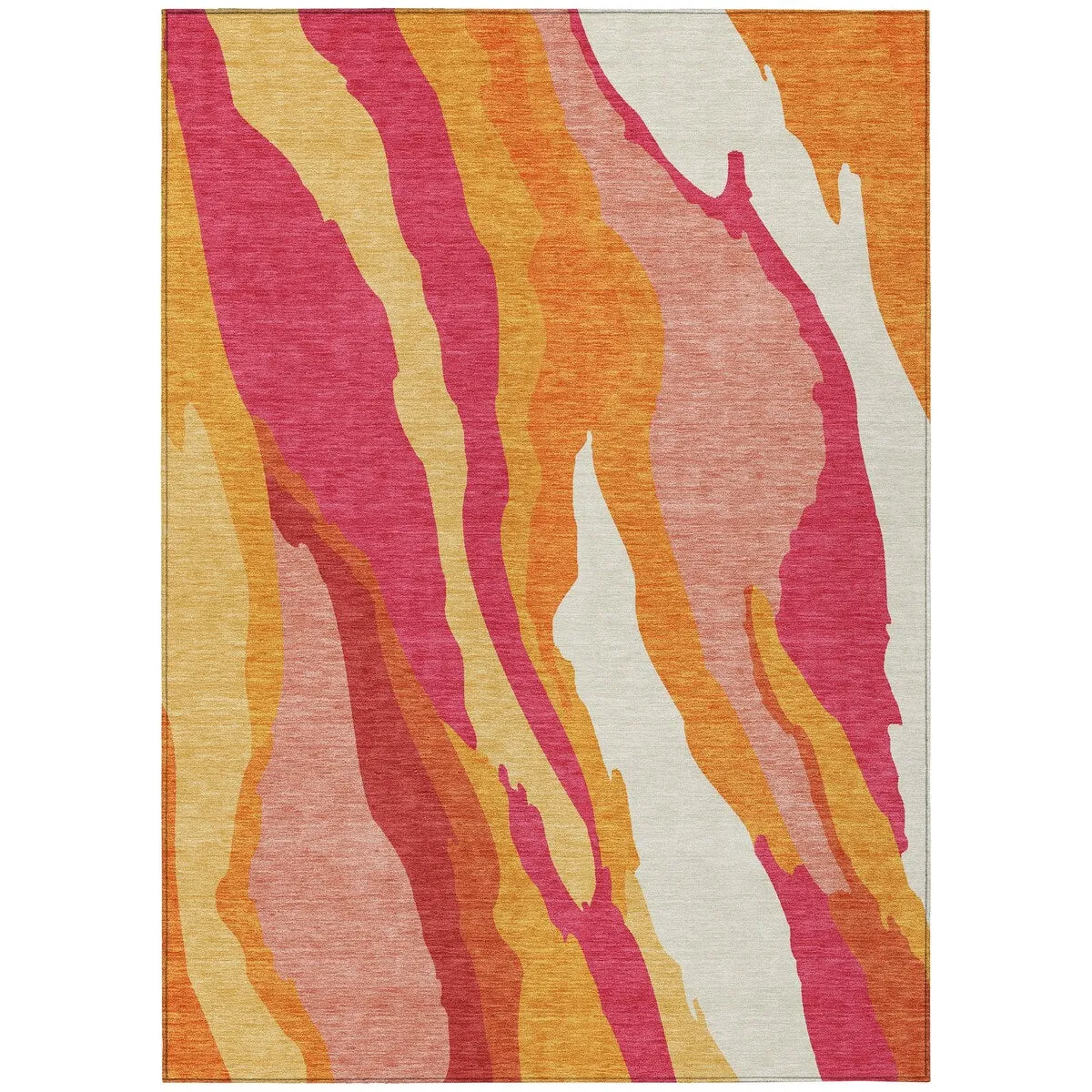 Machine Washable Indoor/ Outdoor Abstract Contemporary Chantille Rug