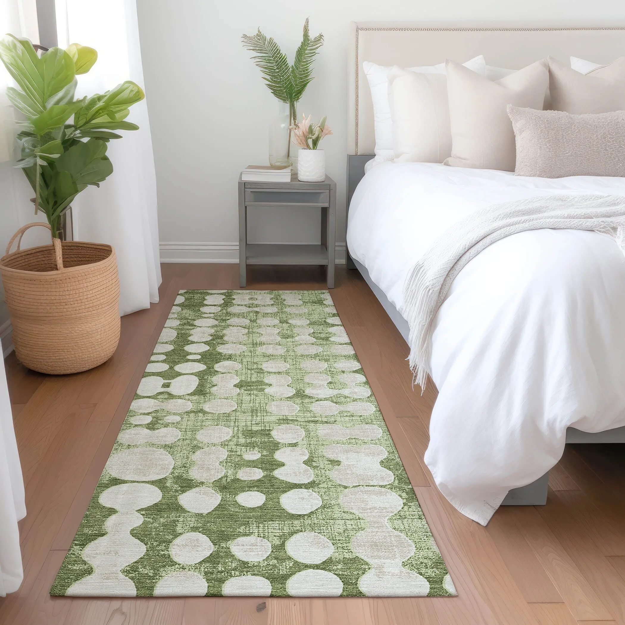 Machine Washable Indoor/ Outdoor Chantille Abstract Dots Rug