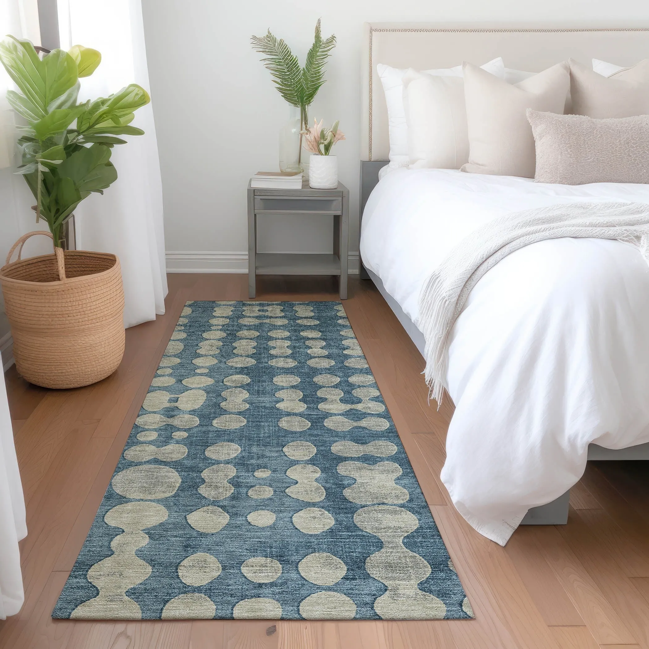 Machine Washable Indoor/ Outdoor Chantille Abstract Dots Rug