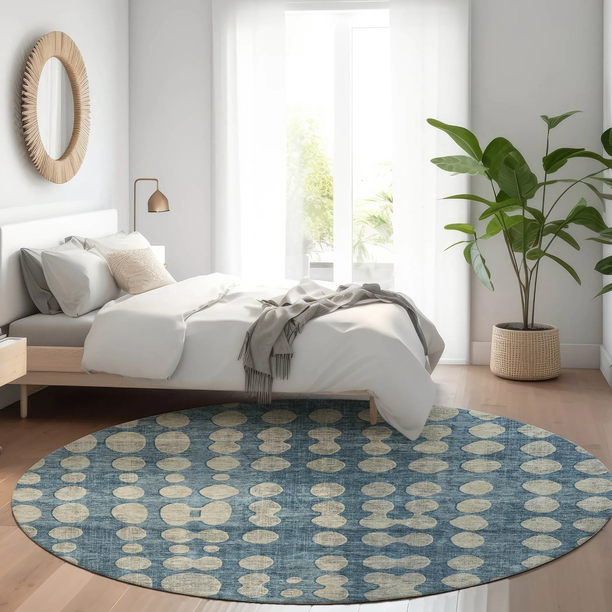 Machine Washable Indoor/ Outdoor Chantille Abstract Dots Rug