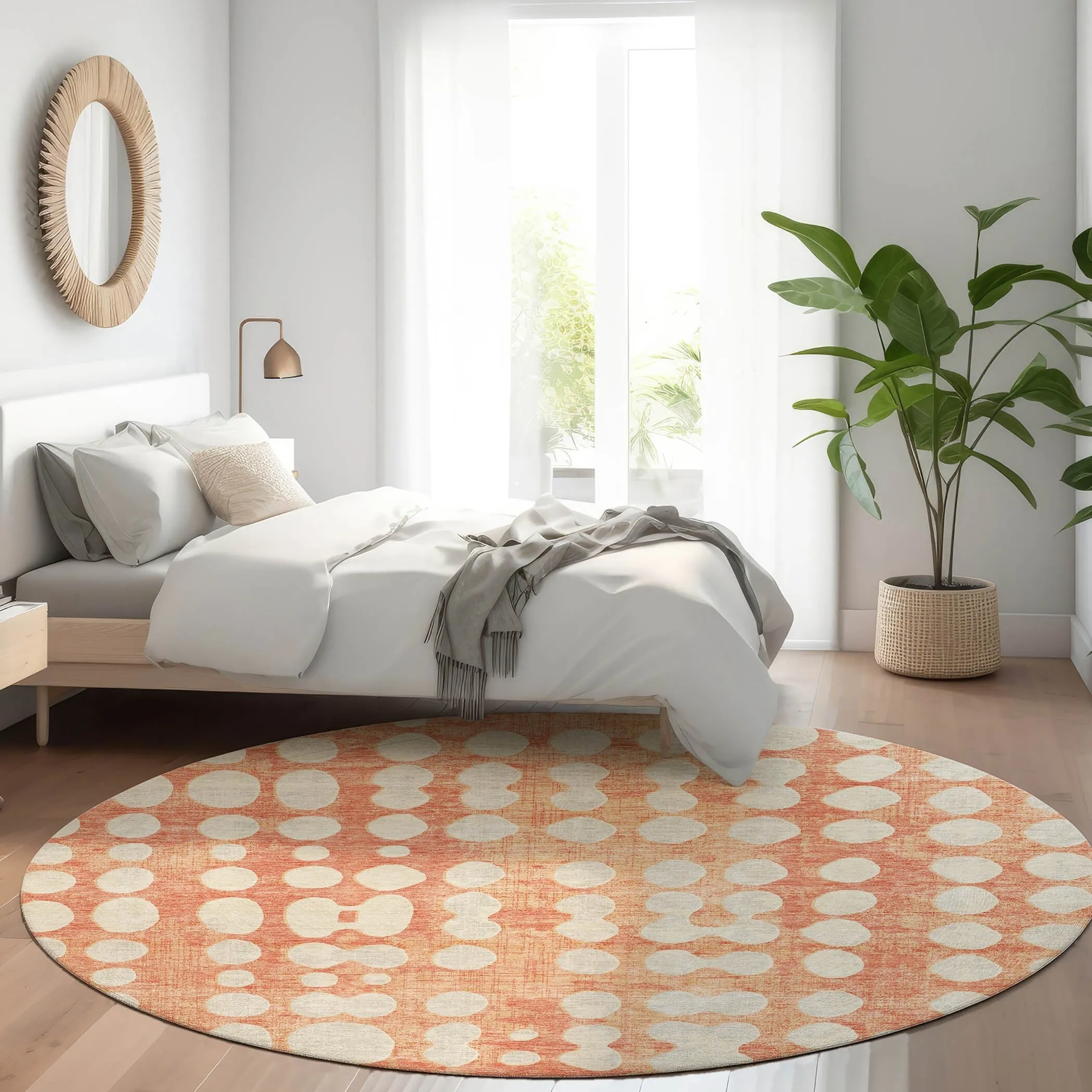 Machine Washable Indoor/ Outdoor Chantille Abstract Dots Rug
