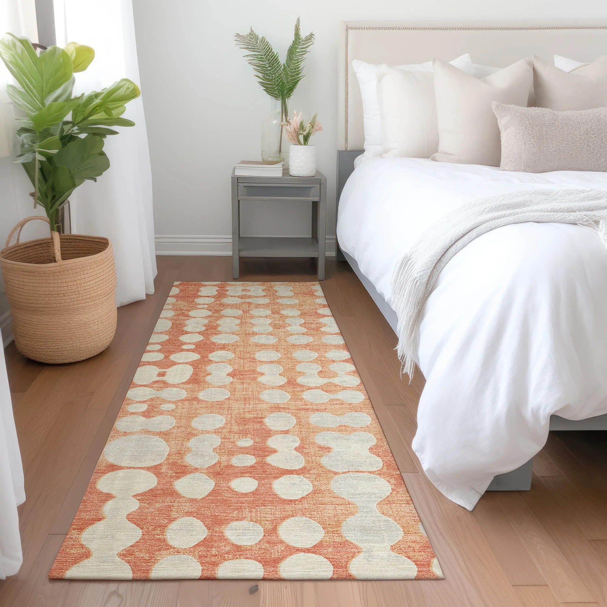 Machine Washable Indoor/ Outdoor Chantille Abstract Dots Rug