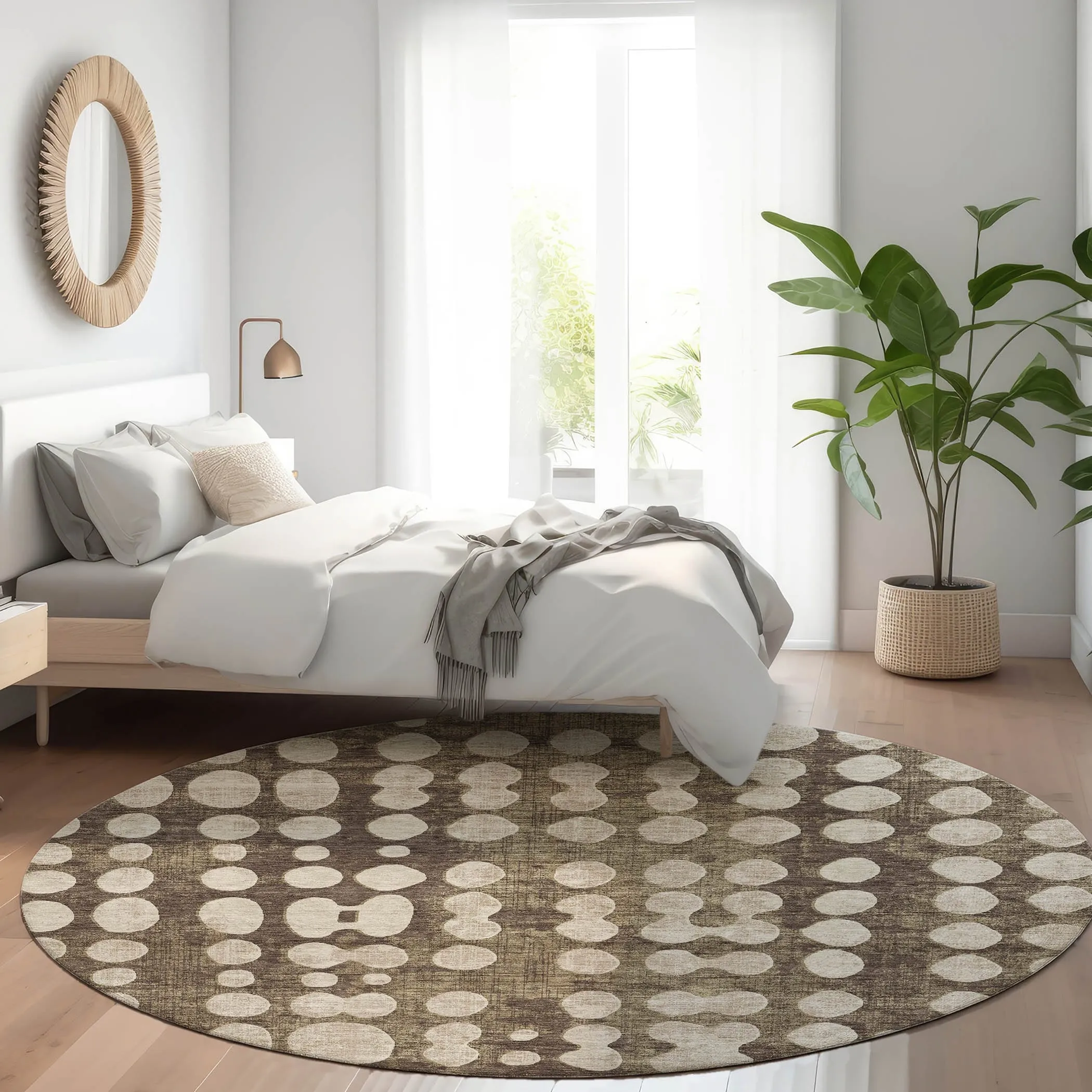 Machine Washable Indoor/ Outdoor Chantille Abstract Dots Rug