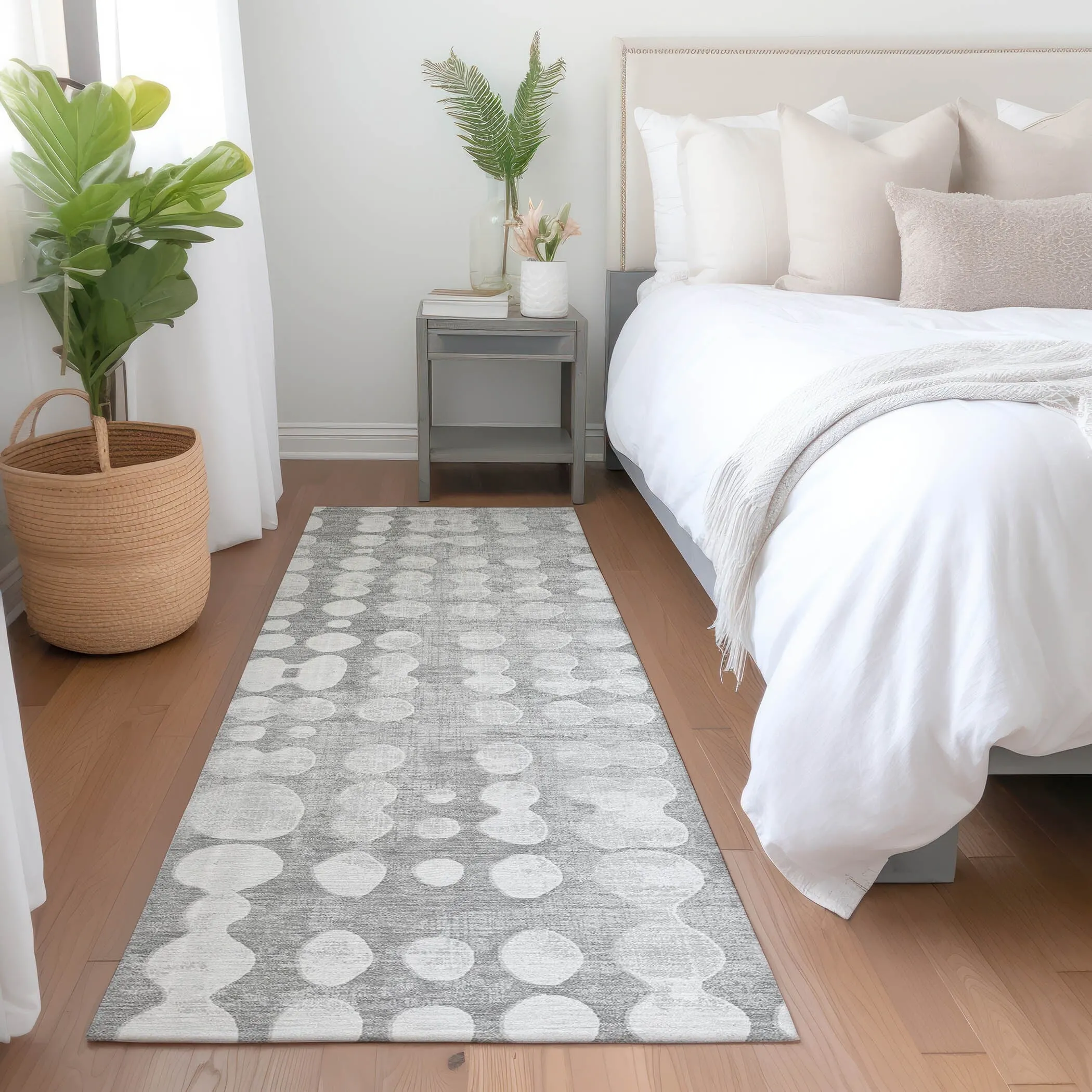 Machine Washable Indoor/ Outdoor Chantille Abstract Dots Rug