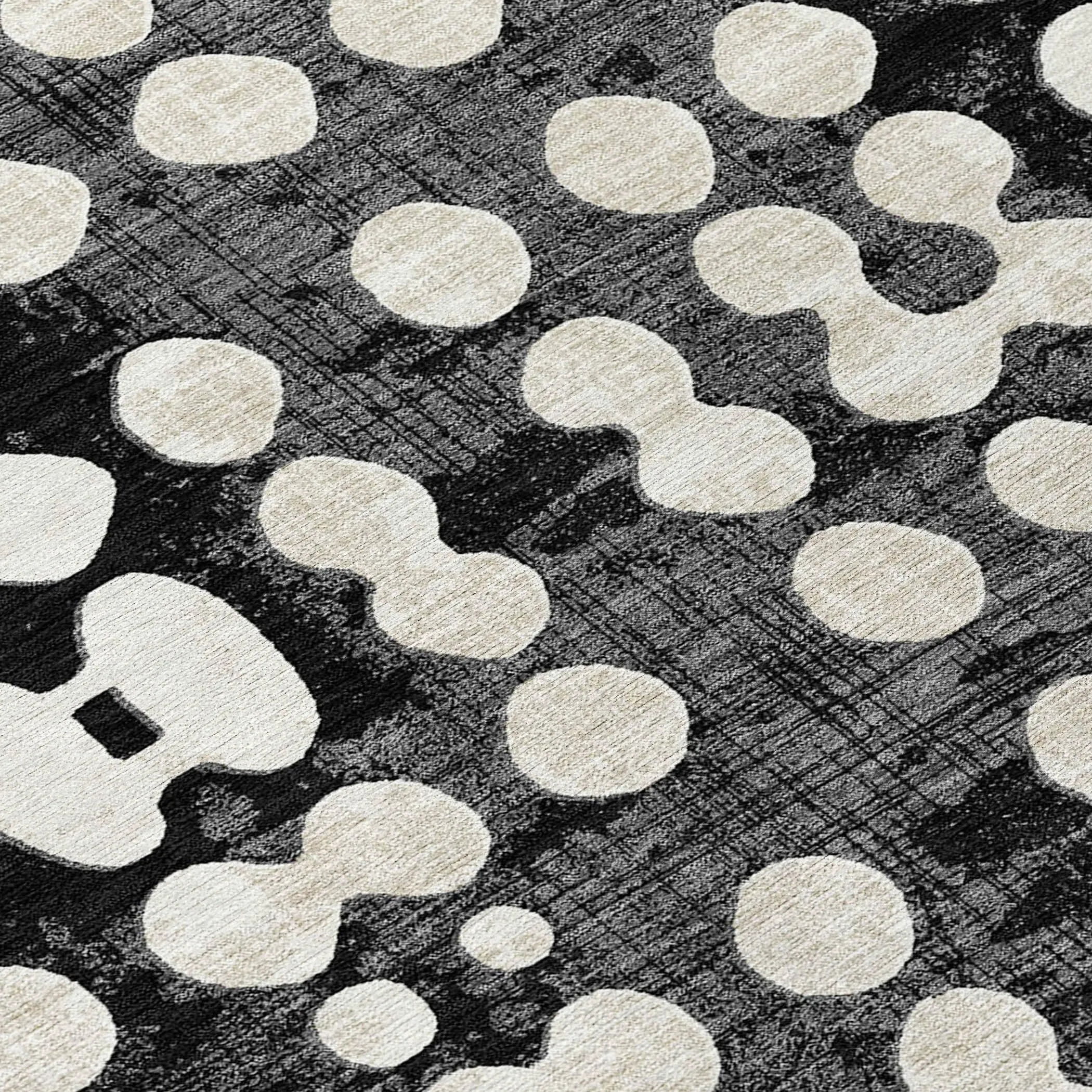 Machine Washable Indoor/ Outdoor Chantille Abstract Dots Rug