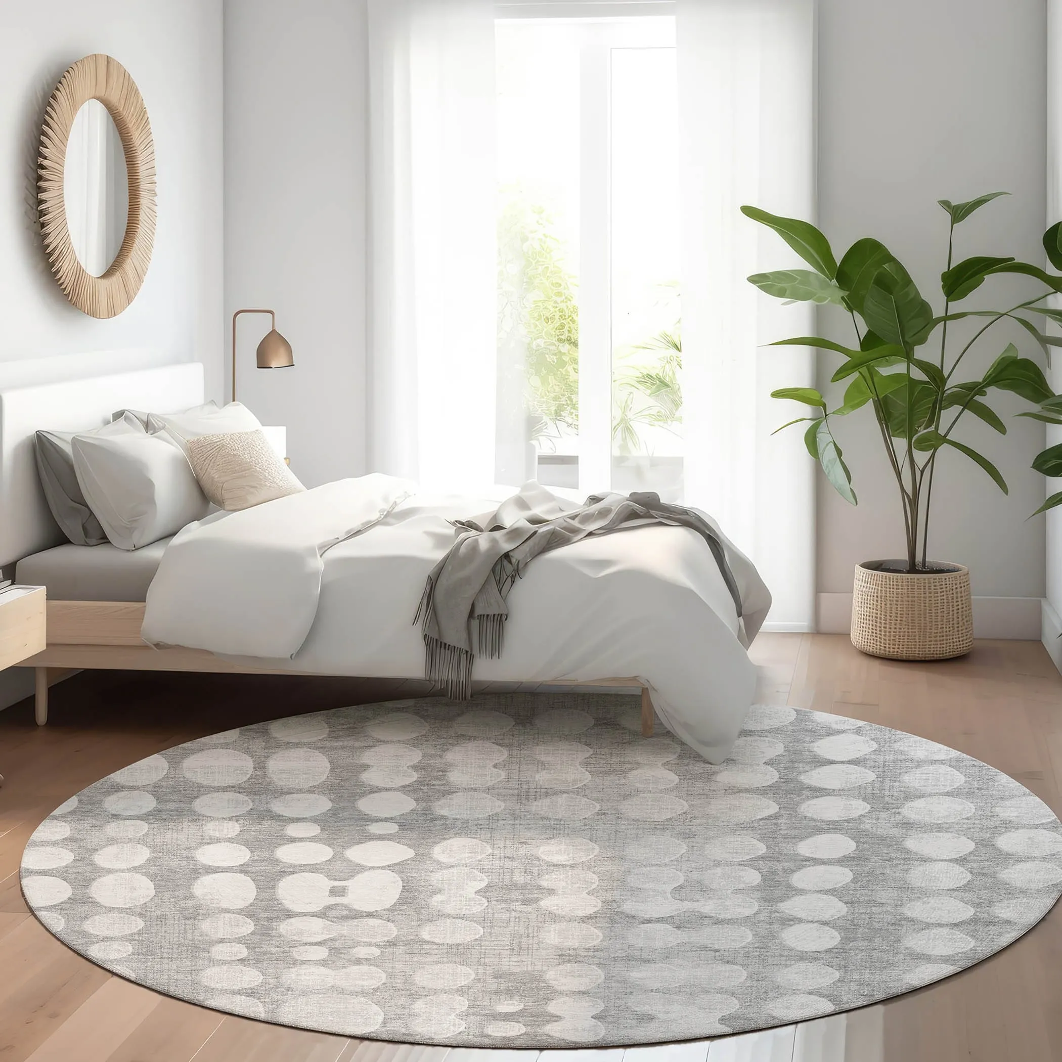 Machine Washable Indoor/ Outdoor Chantille Abstract Dots Rug