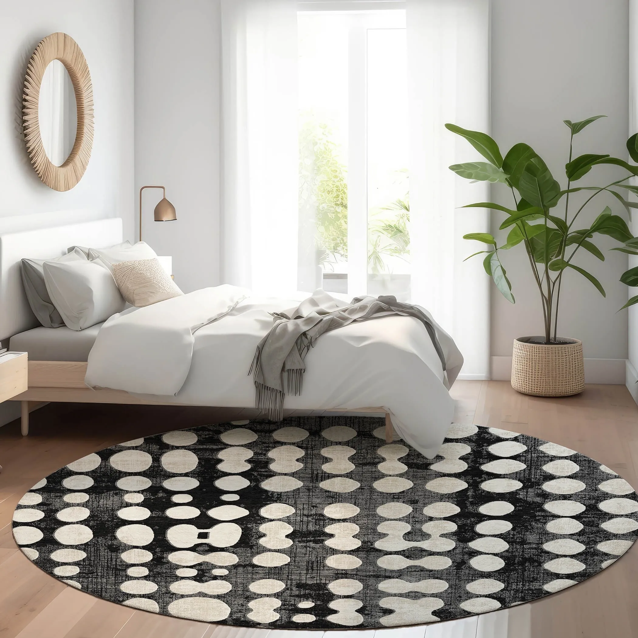 Machine Washable Indoor/ Outdoor Chantille Abstract Dots Rug