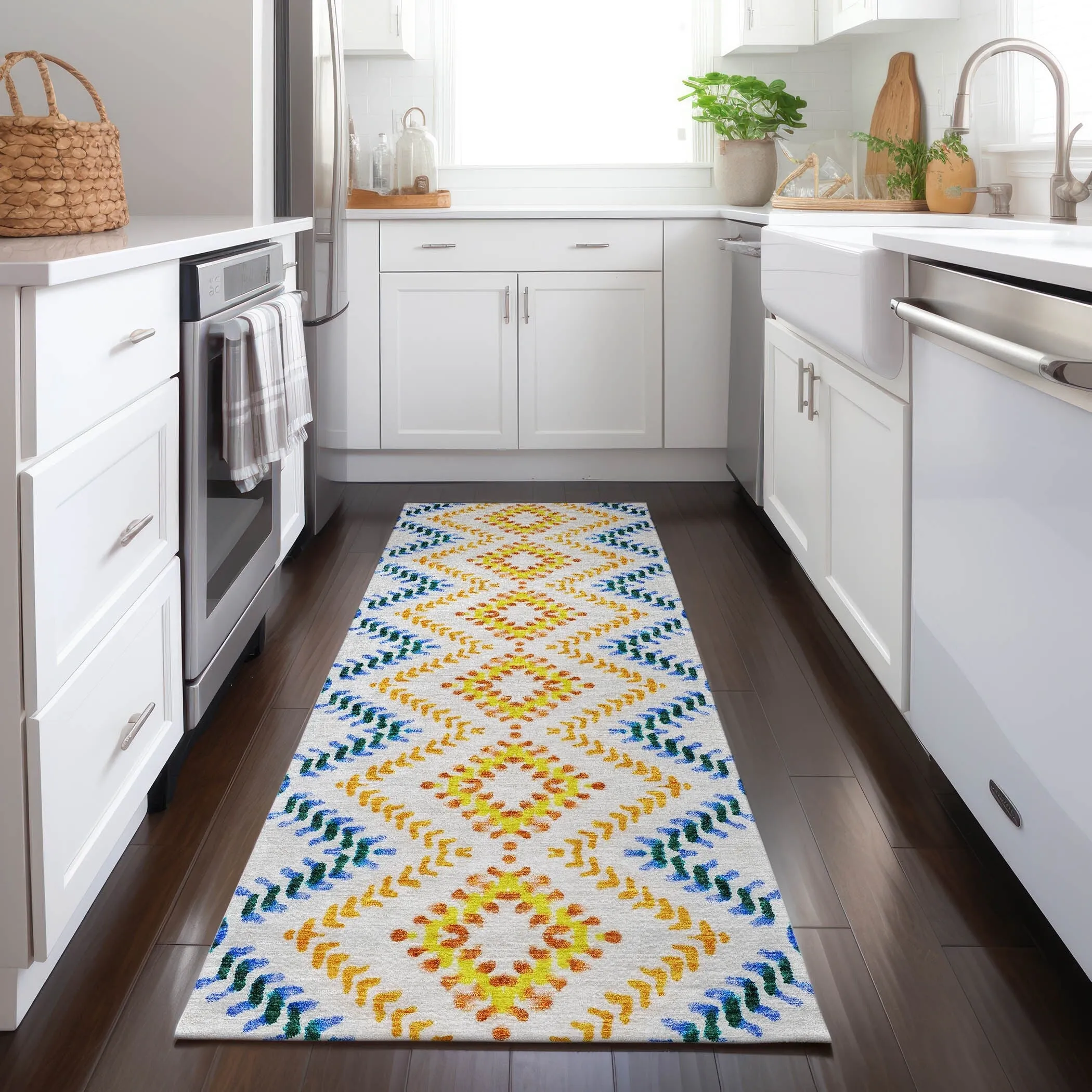 Machine Washable Indoor/ Outdoor Chantille Boho Global Rug