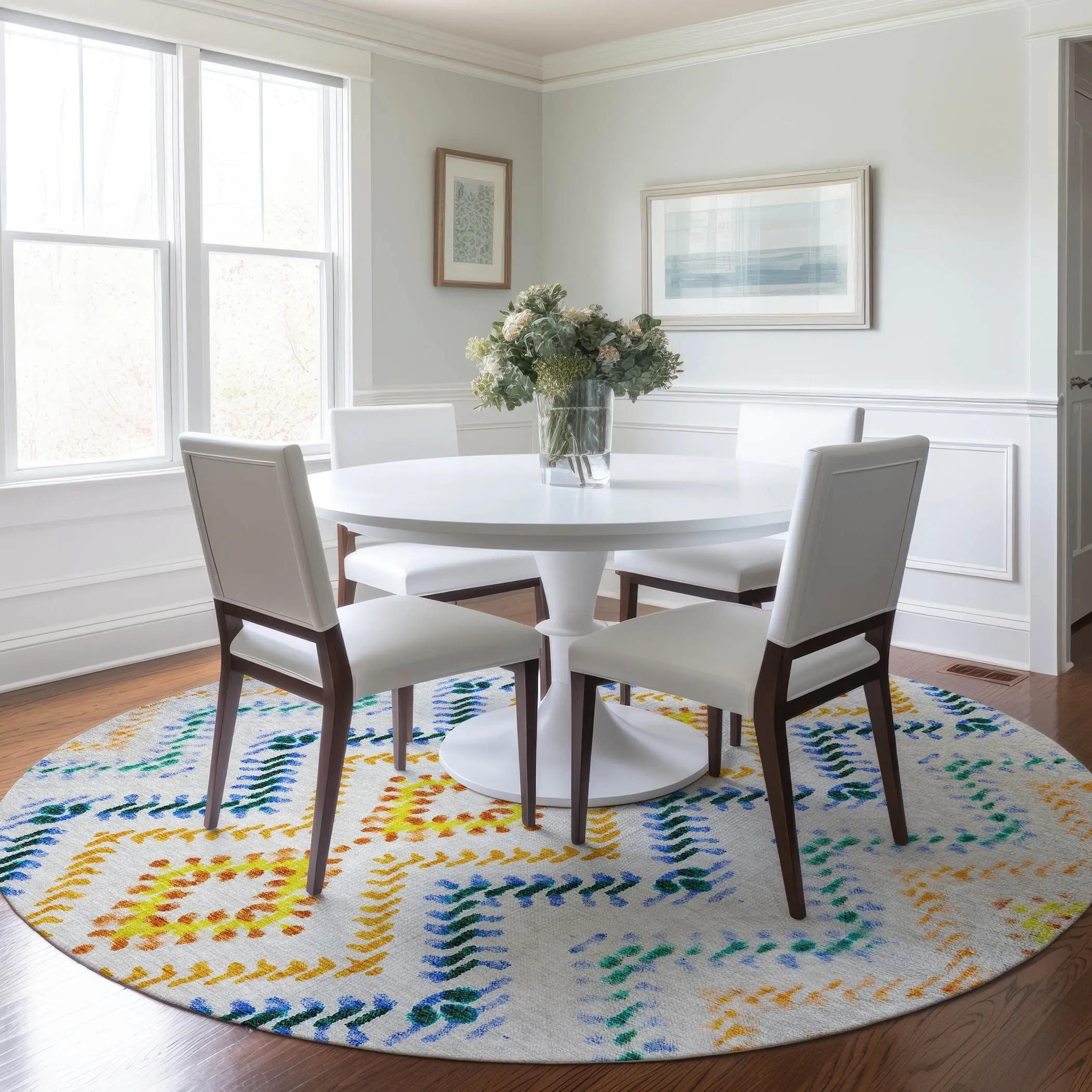 Machine Washable Indoor/ Outdoor Chantille Boho Global Rug