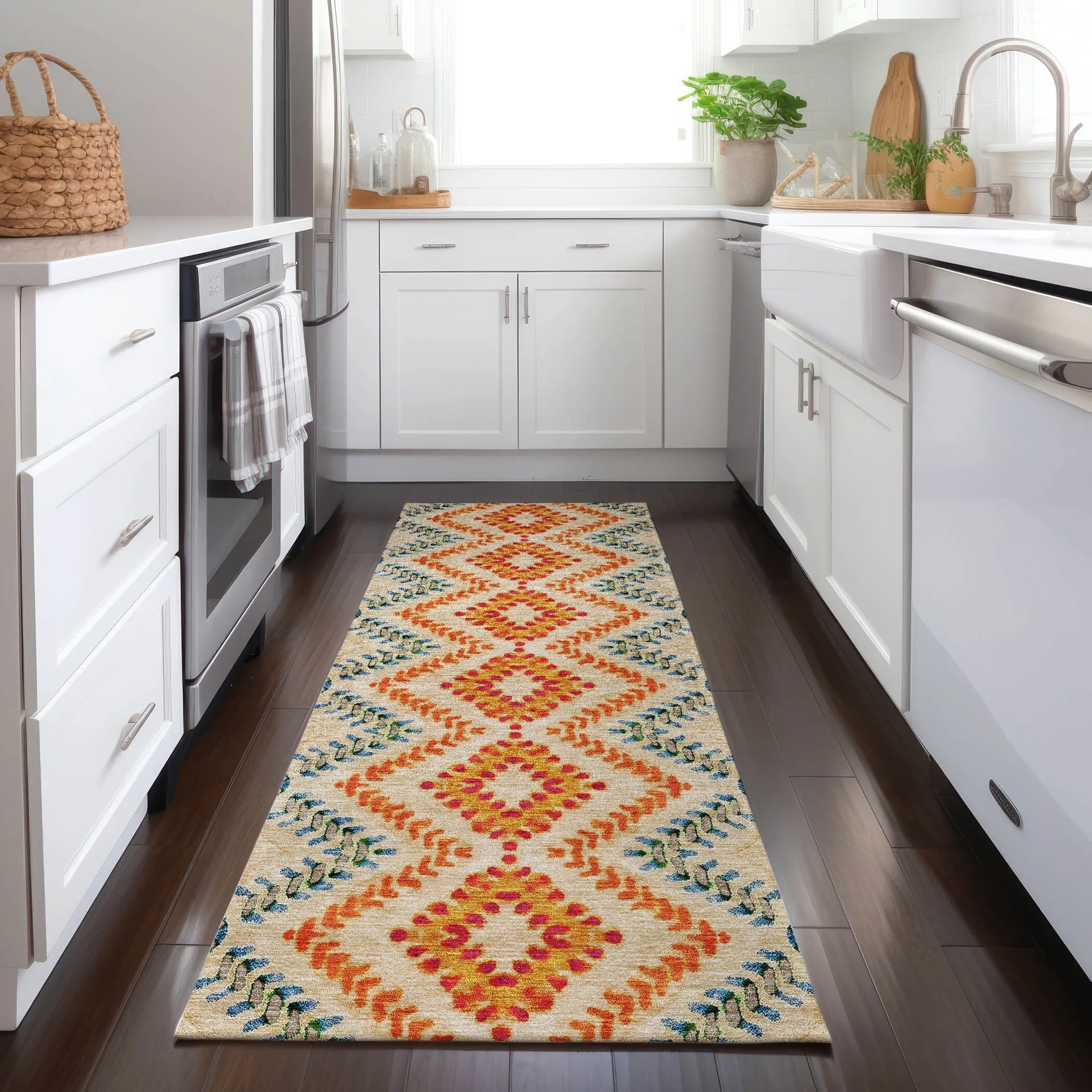 Machine Washable Indoor/ Outdoor Chantille Boho Global Rug