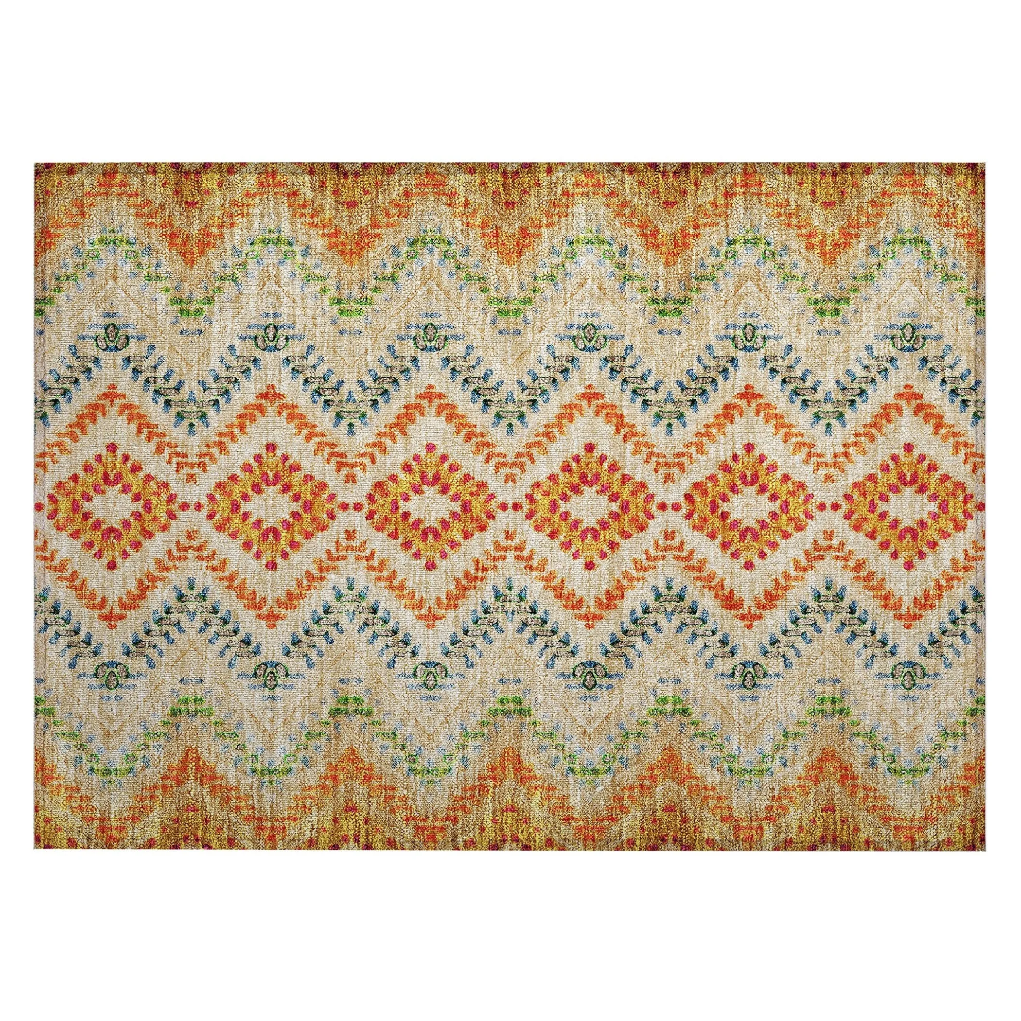 Machine Washable Indoor/ Outdoor Chantille Boho Global Rug