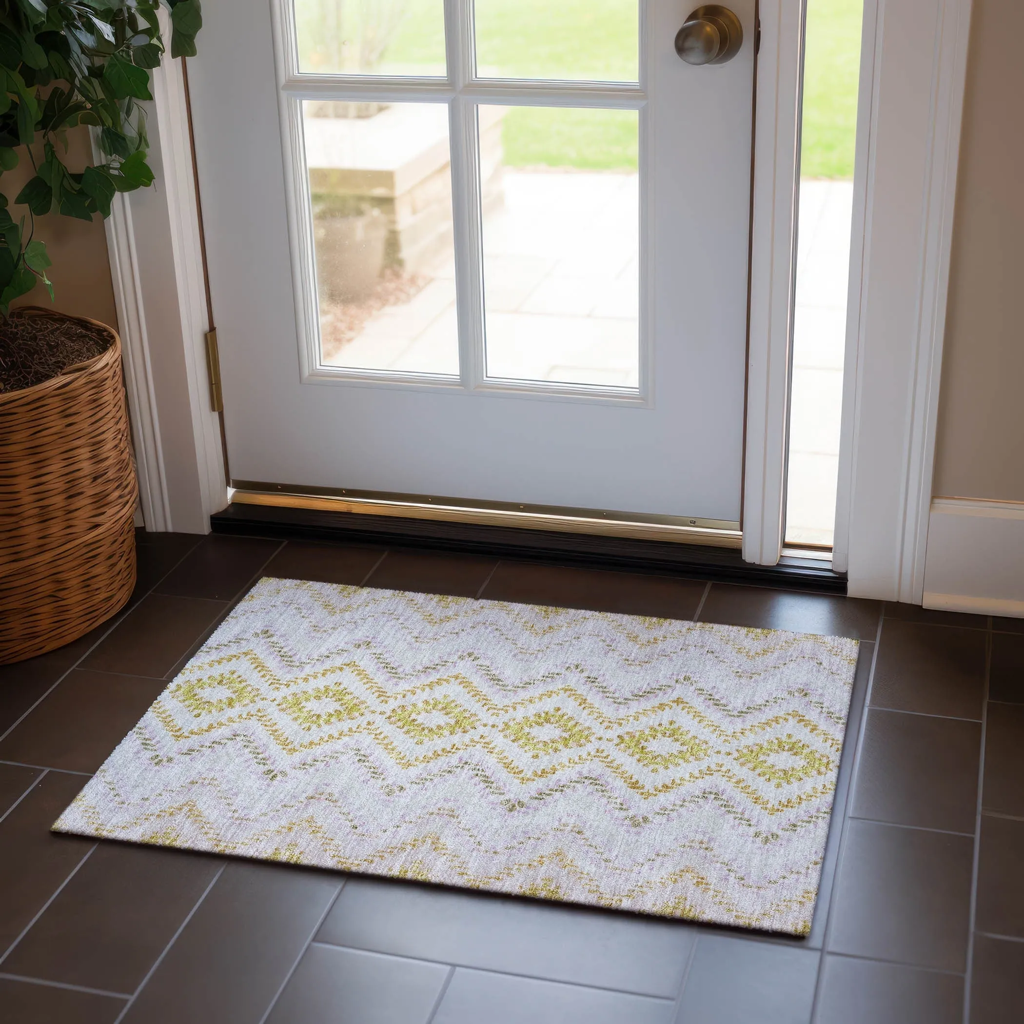 Machine Washable Indoor/ Outdoor Chantille Boho Global Rug