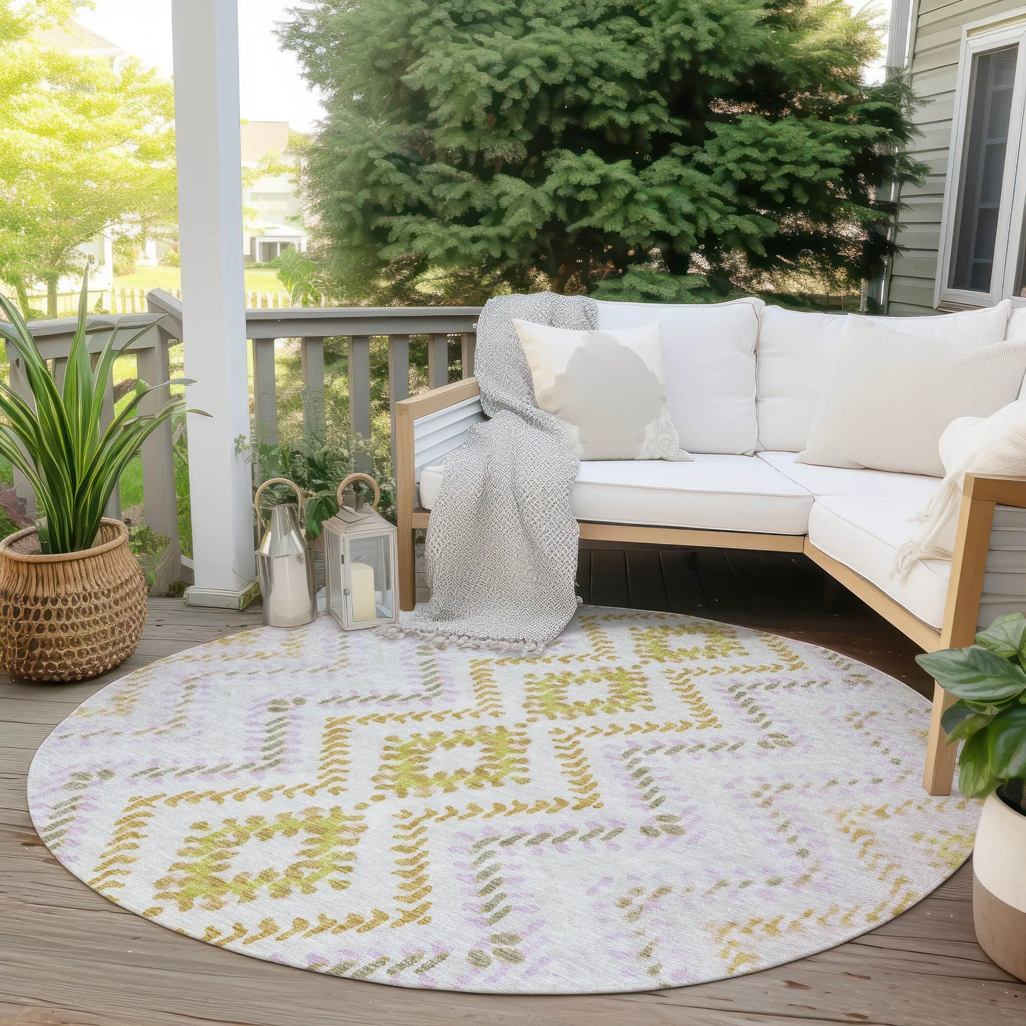 Machine Washable Indoor/ Outdoor Chantille Boho Global Rug