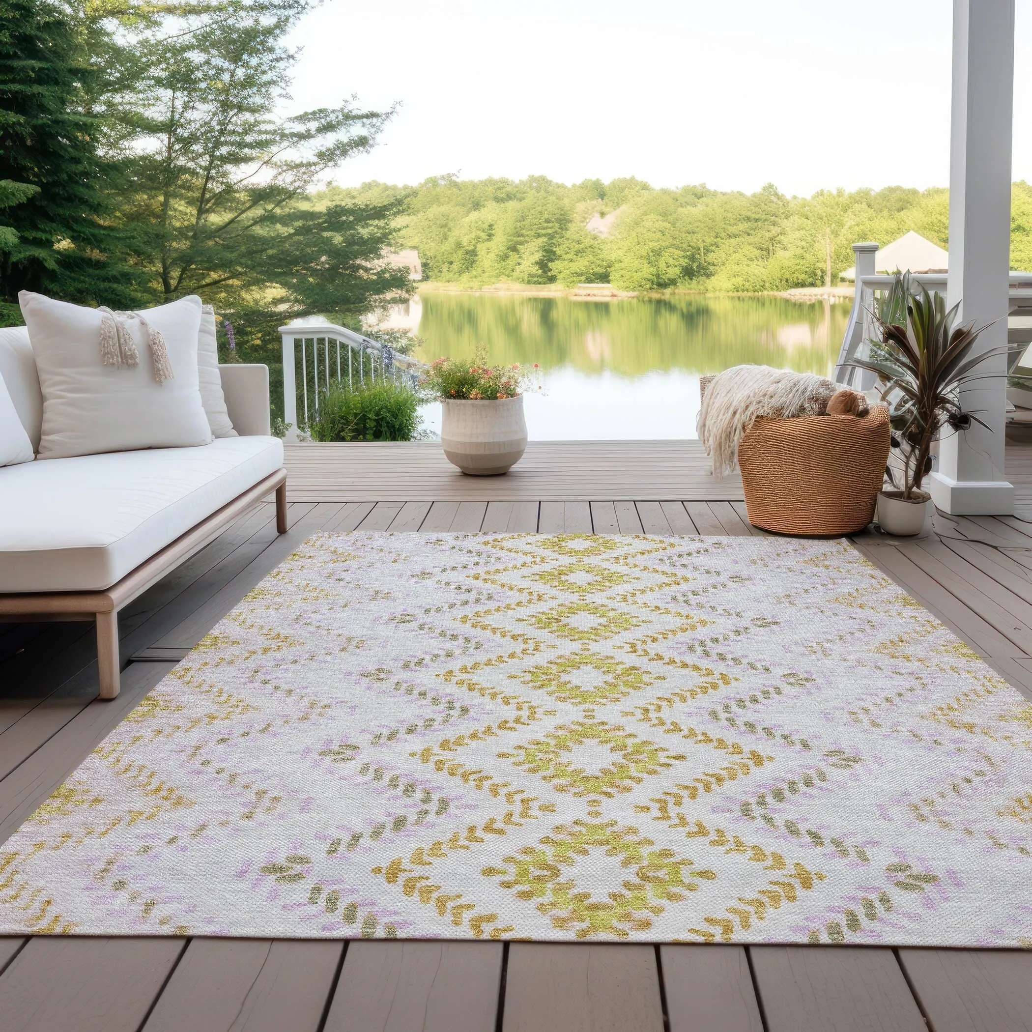 Machine Washable Indoor/ Outdoor Chantille Boho Global Rug