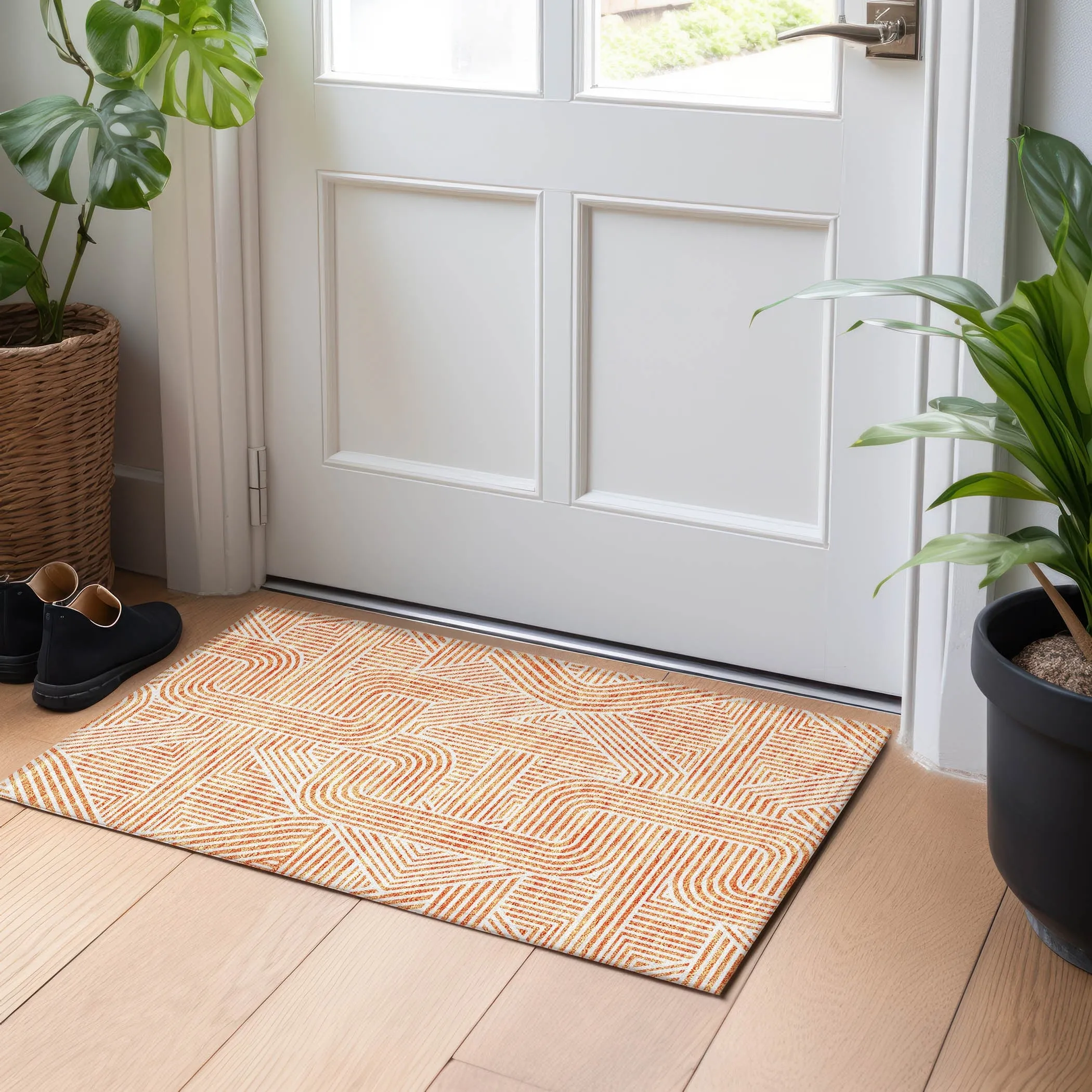 Machine Washable Indoor/ Outdoor Chantille Contemporary Geo Rug
