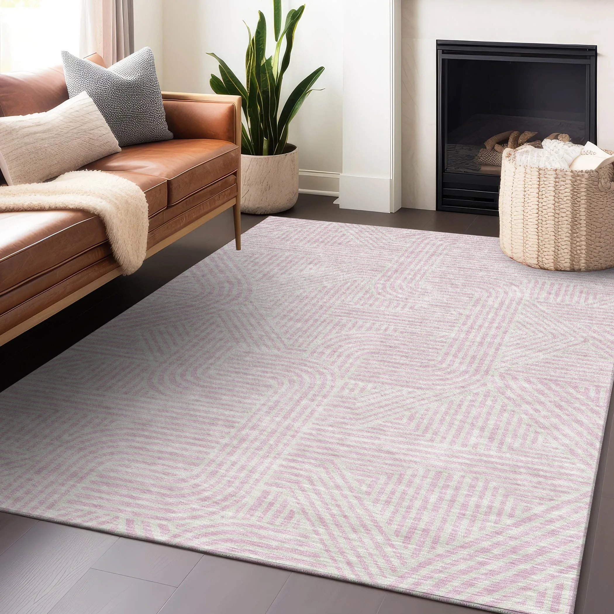 Machine Washable Indoor/ Outdoor Chantille Contemporary Geo Rug