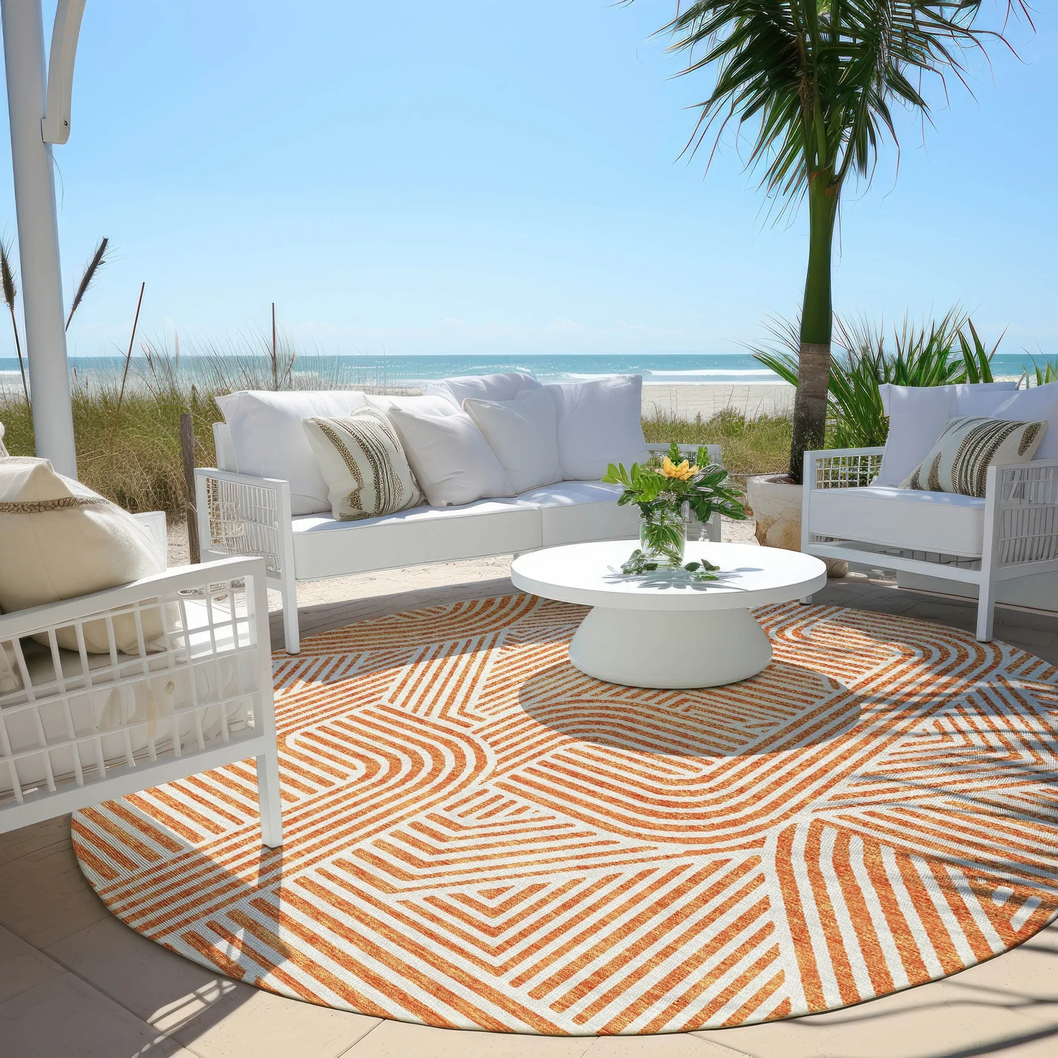 Machine Washable Indoor/ Outdoor Chantille Contemporary Geo Rug
