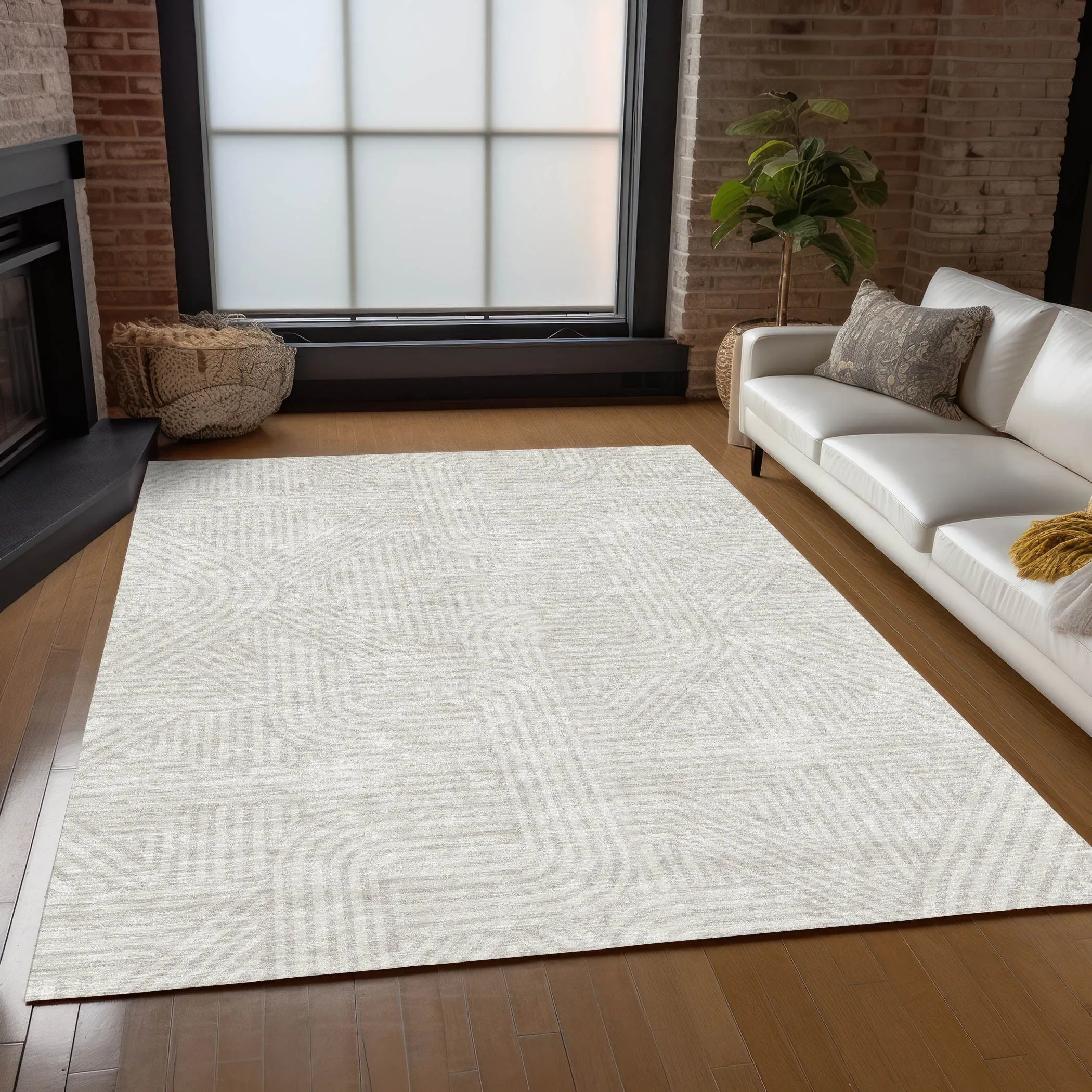 Machine Washable Indoor/ Outdoor Chantille Contemporary Geo Rug