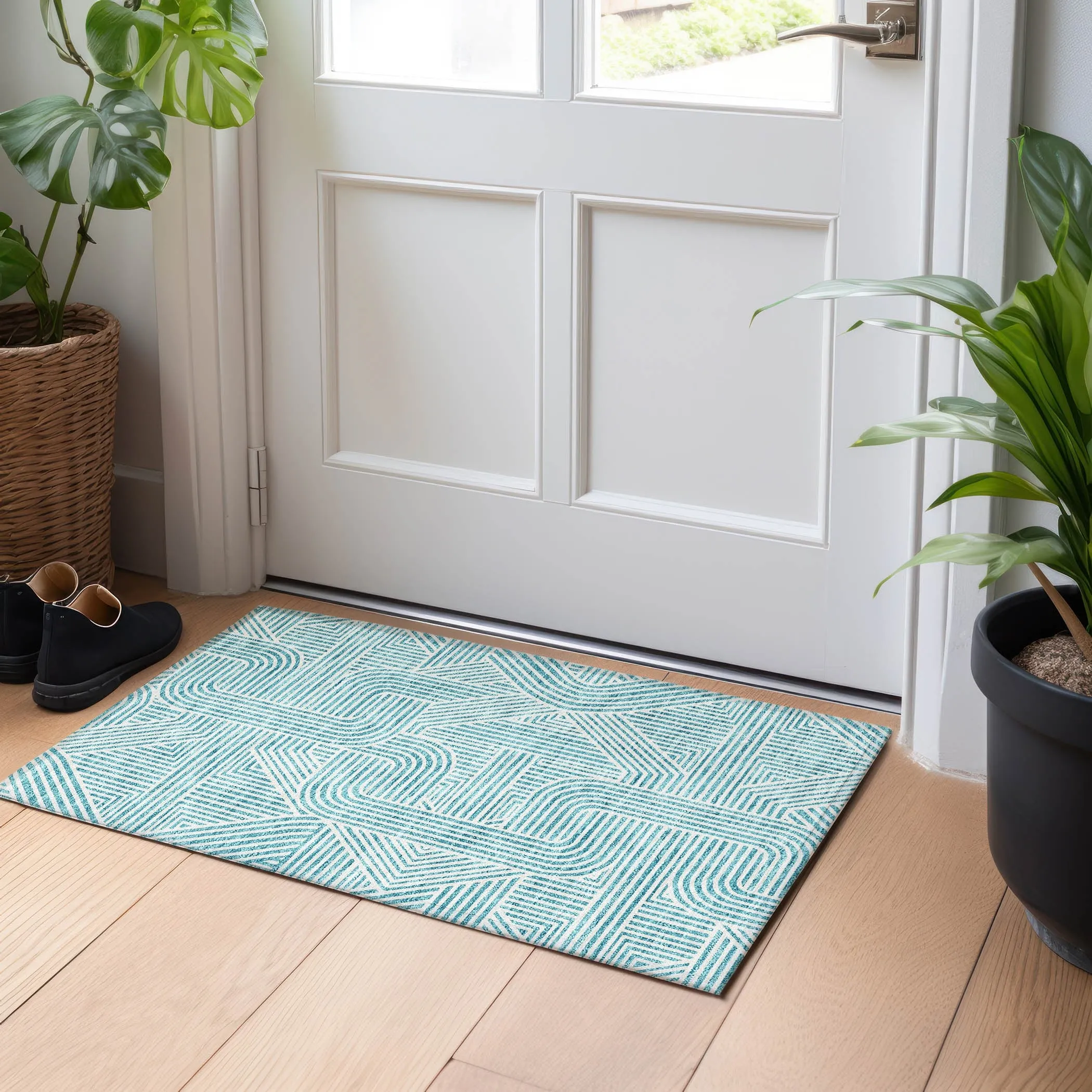 Machine Washable Indoor/ Outdoor Chantille Contemporary Geo Rug