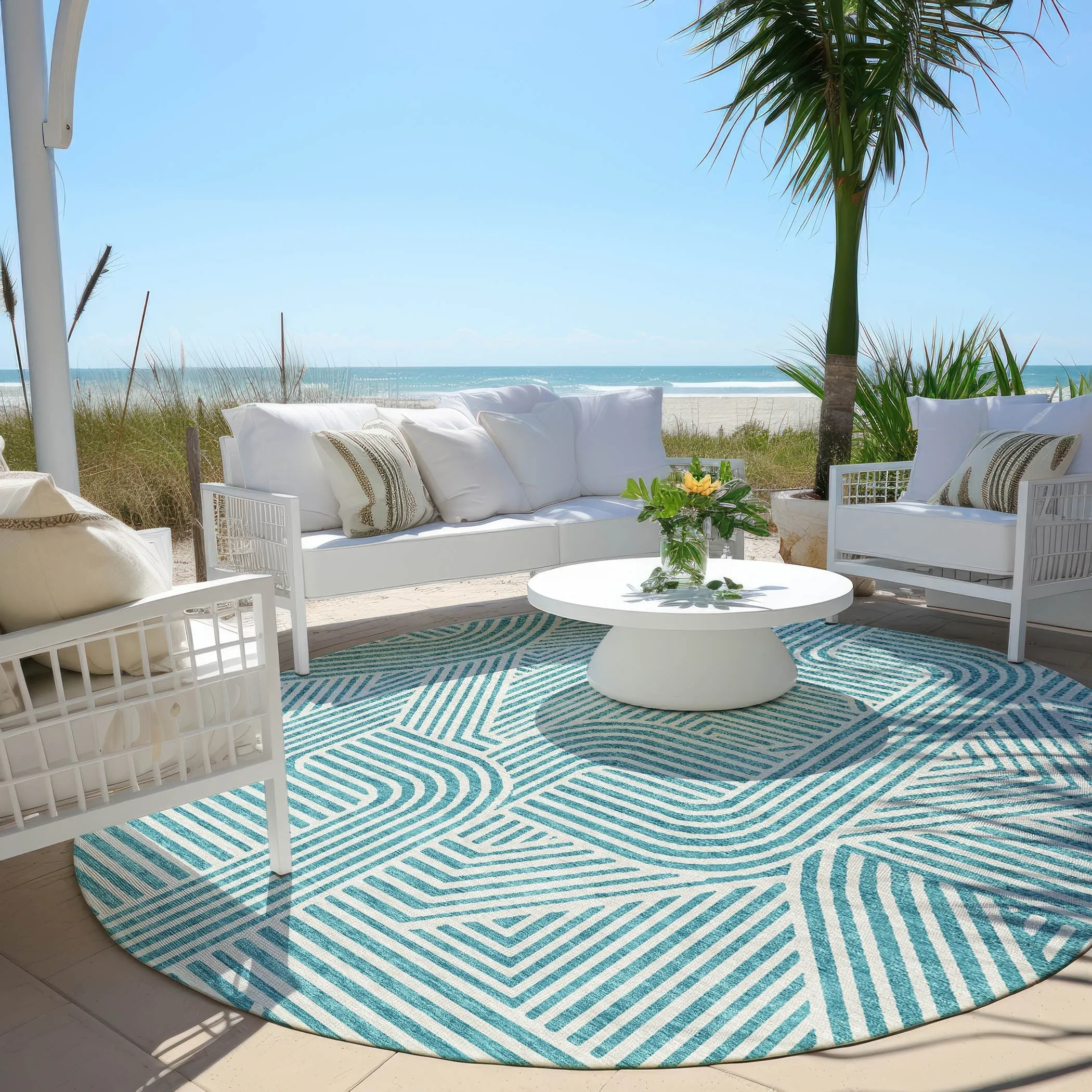 Machine Washable Indoor/ Outdoor Chantille Contemporary Geo Rug