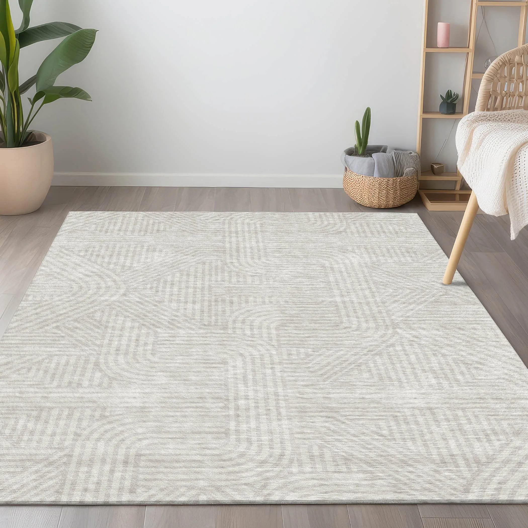Machine Washable Indoor/ Outdoor Chantille Contemporary Geo Rug