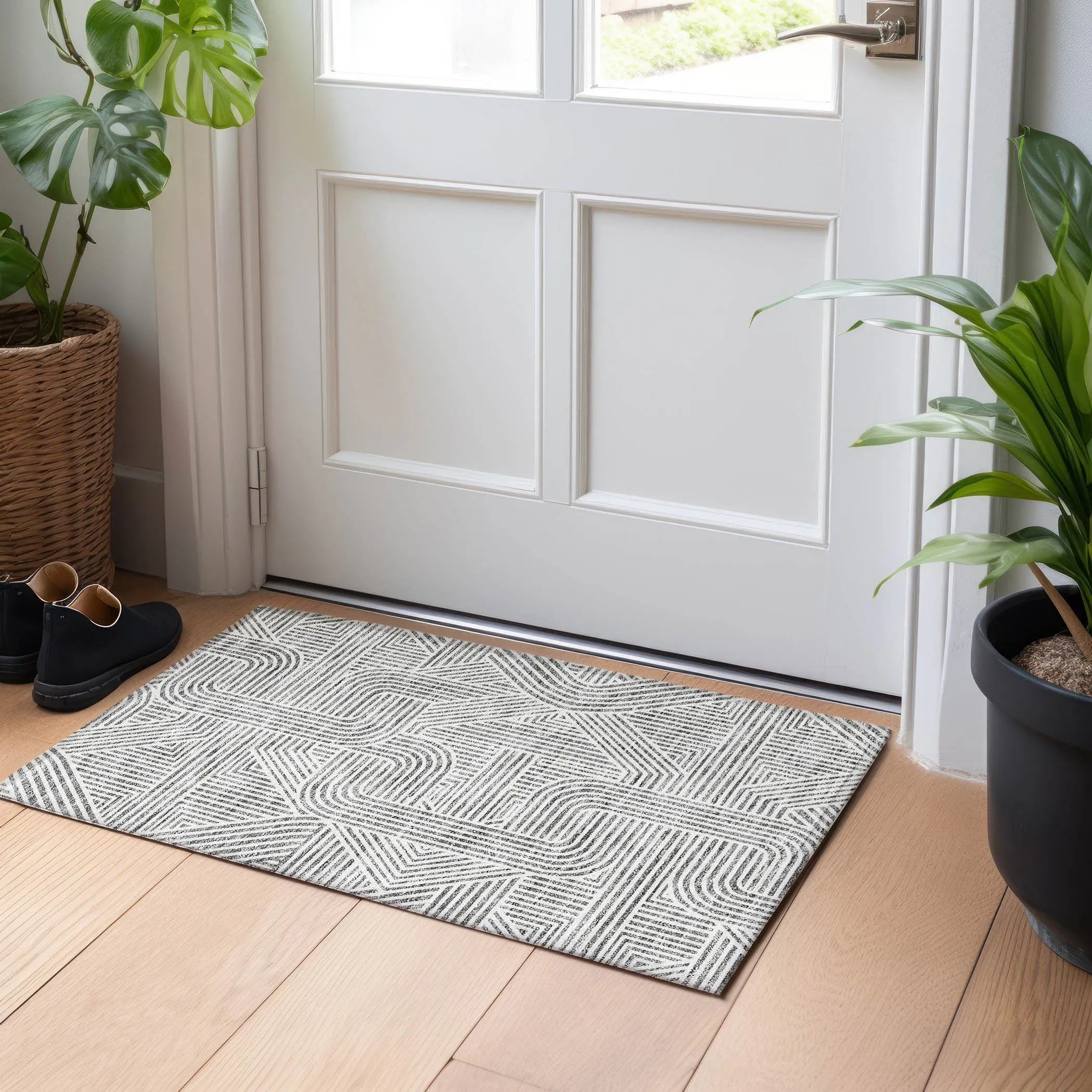Machine Washable Indoor/ Outdoor Chantille Contemporary Geo Rug