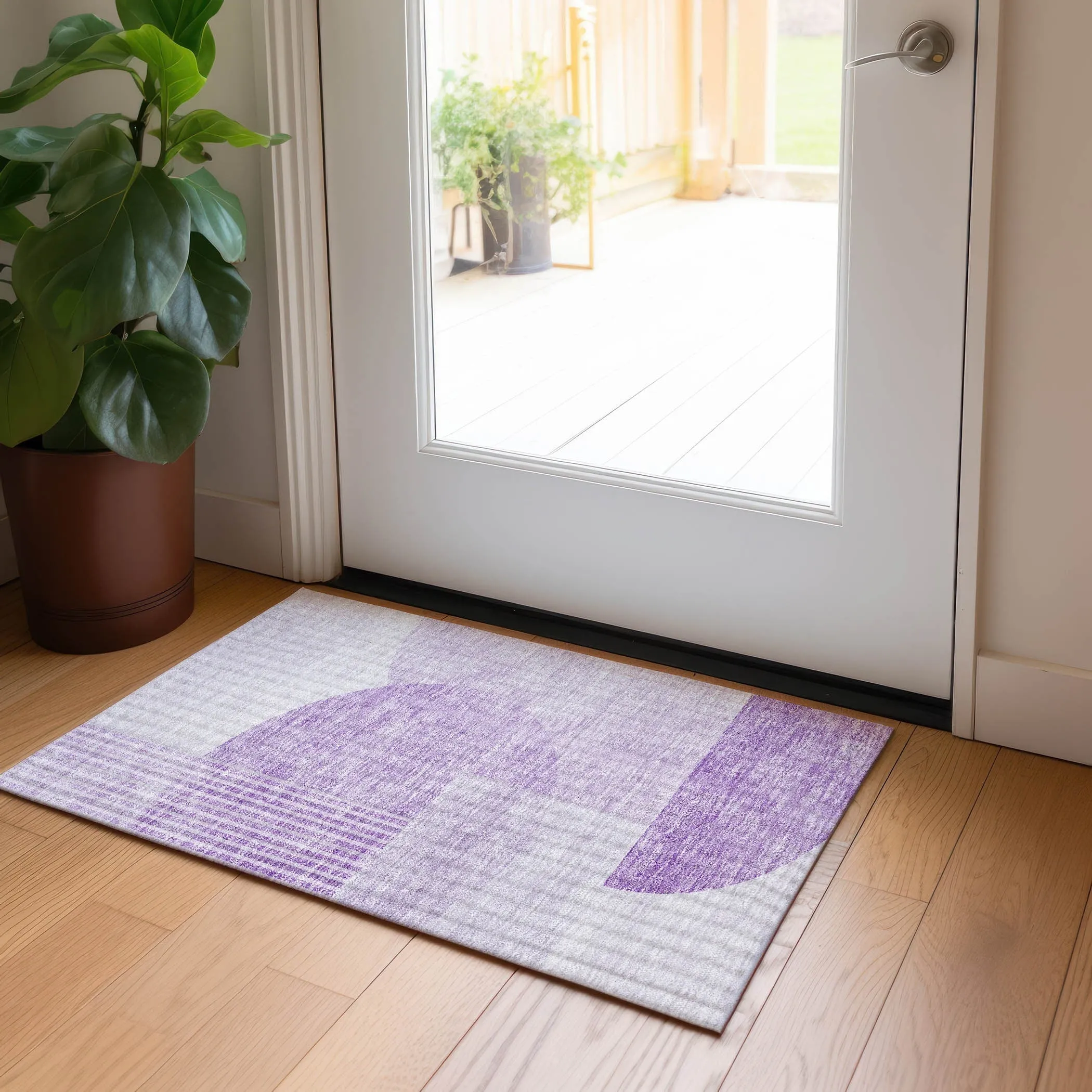 Machine Washable Indoor/ Outdoor Chantille Contemporary Modern Rug