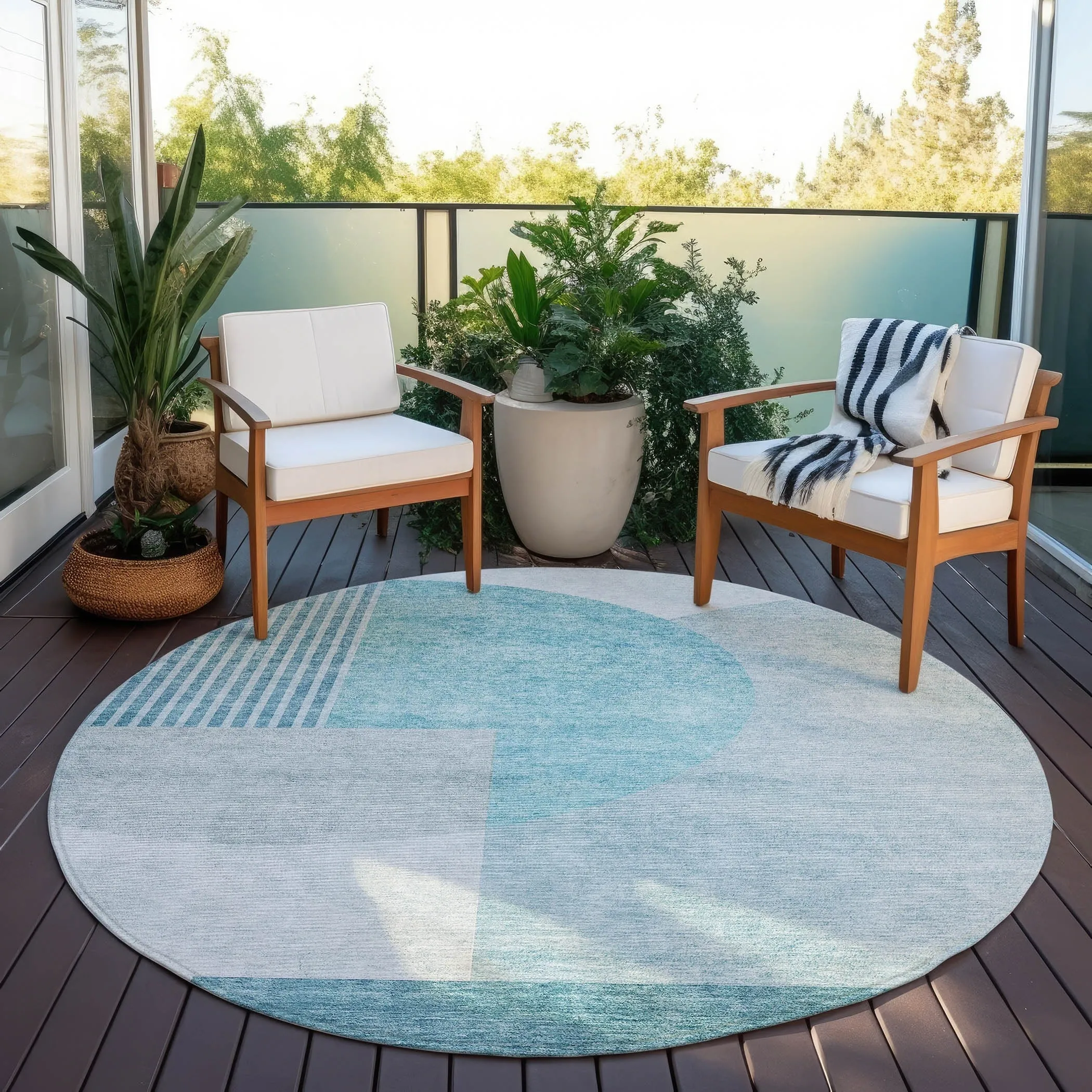 Machine Washable Indoor/ Outdoor Chantille Contemporary Modern Rug