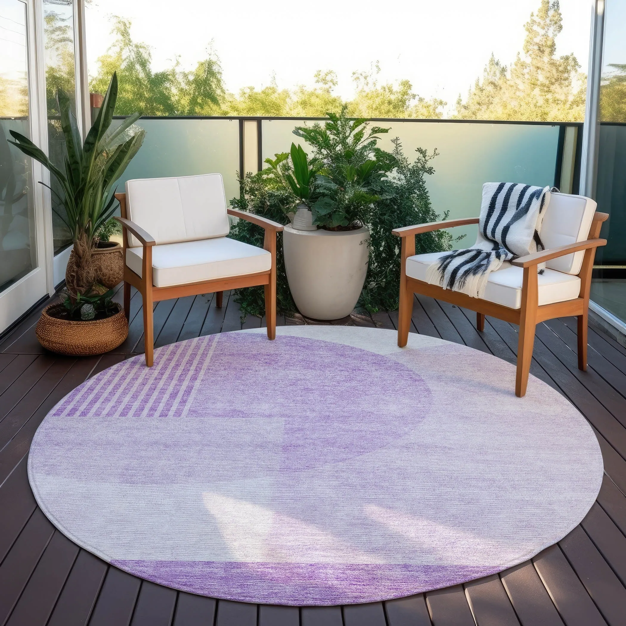 Machine Washable Indoor/ Outdoor Chantille Contemporary Modern Rug