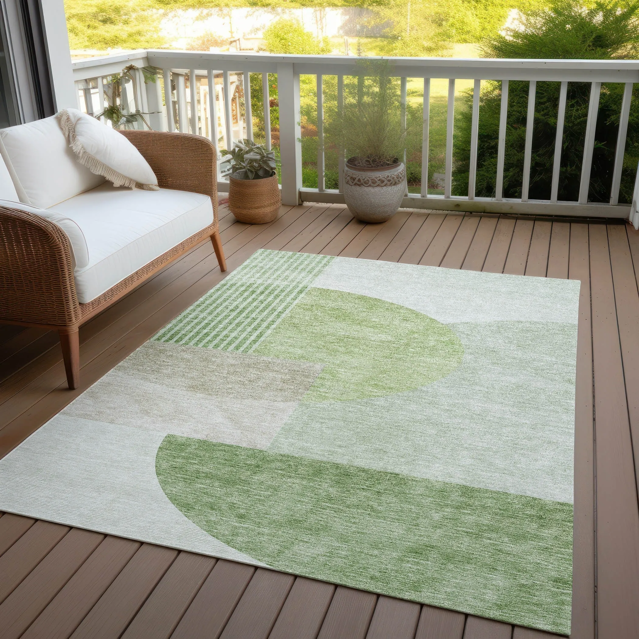 Machine Washable Indoor/ Outdoor Chantille Contemporary Modern Rug
