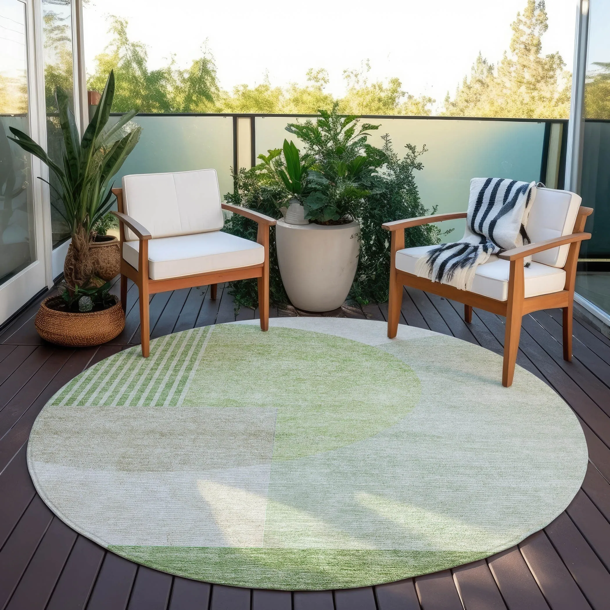 Machine Washable Indoor/ Outdoor Chantille Contemporary Modern Rug