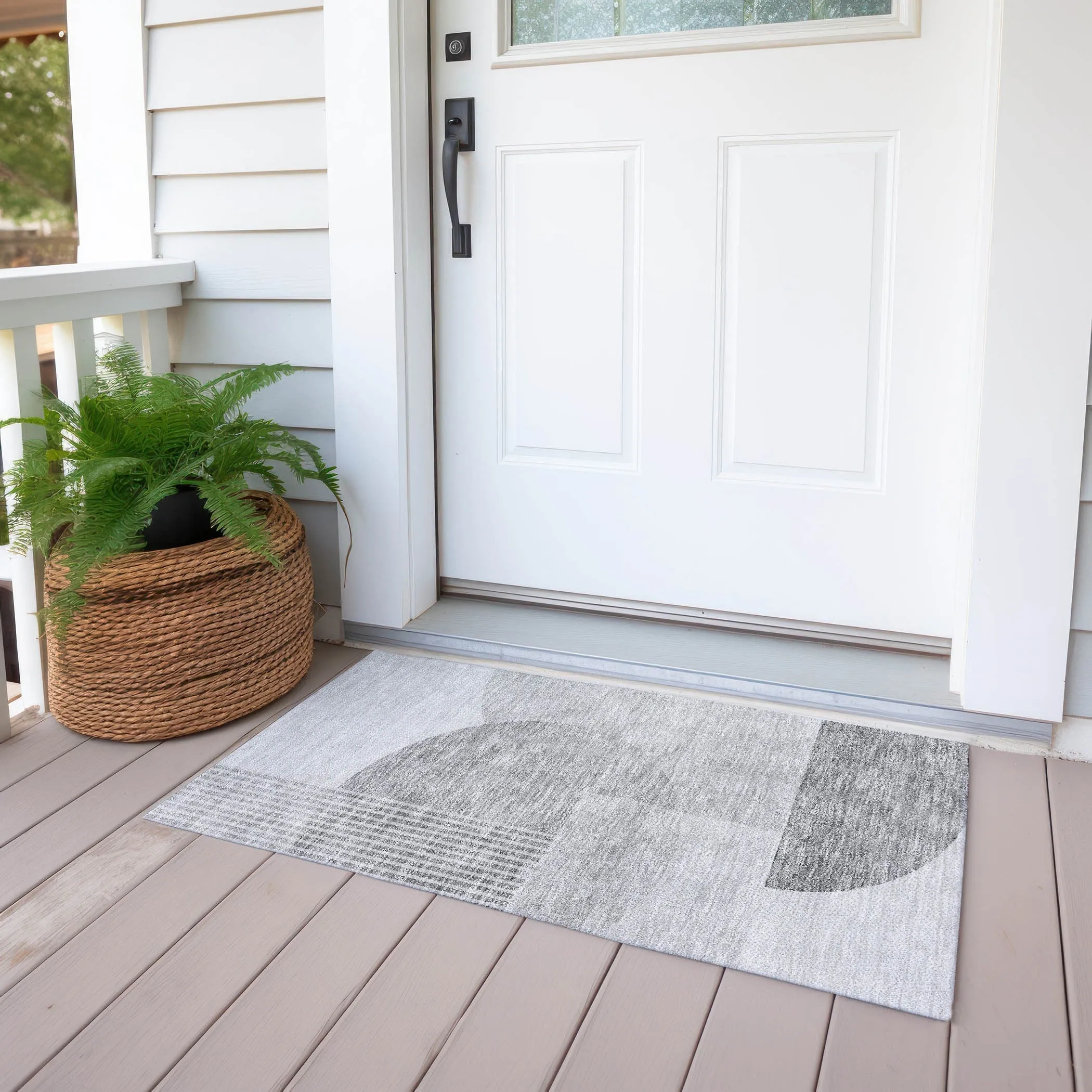Machine Washable Indoor/ Outdoor Chantille Contemporary Modern Rug