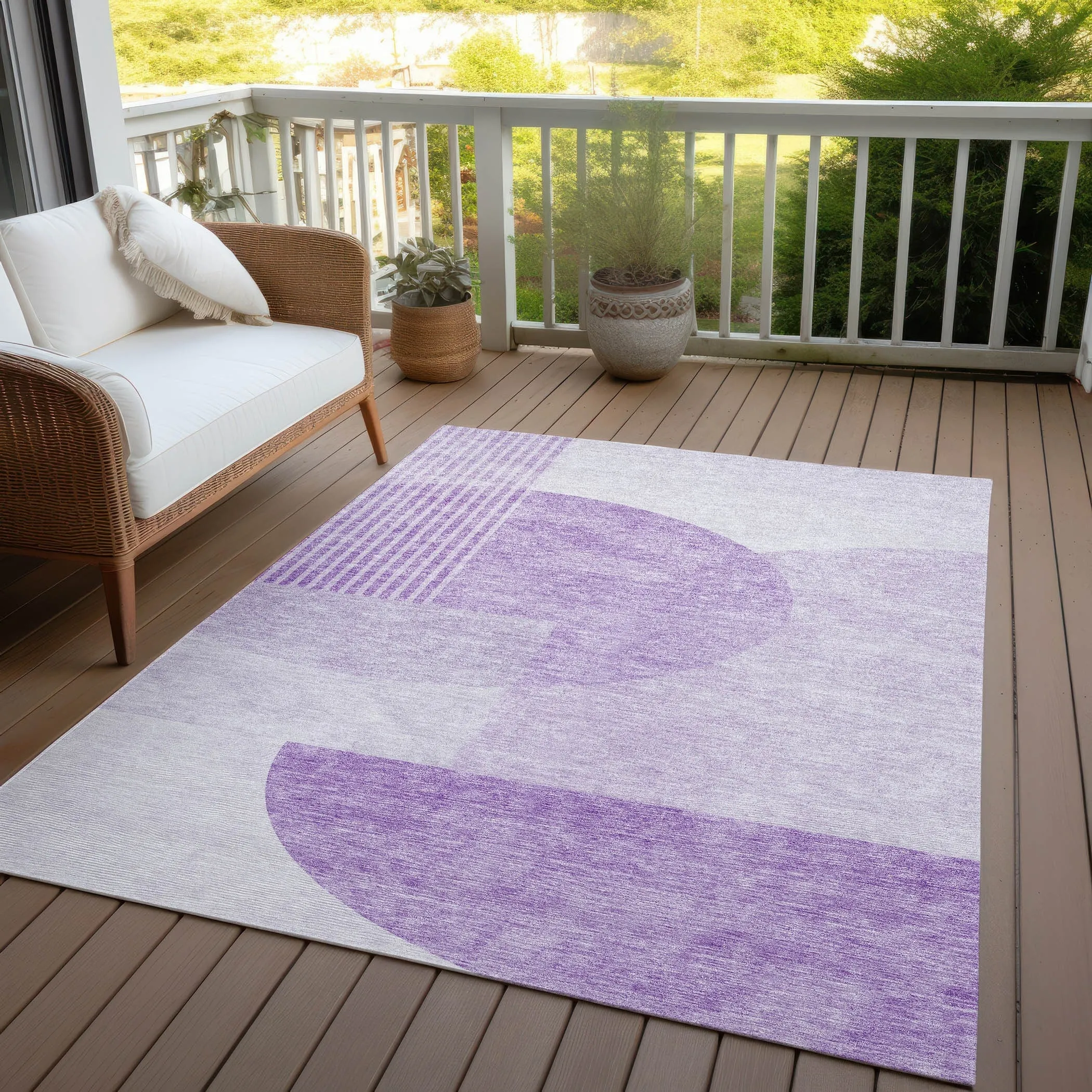 Machine Washable Indoor/ Outdoor Chantille Contemporary Modern Rug
