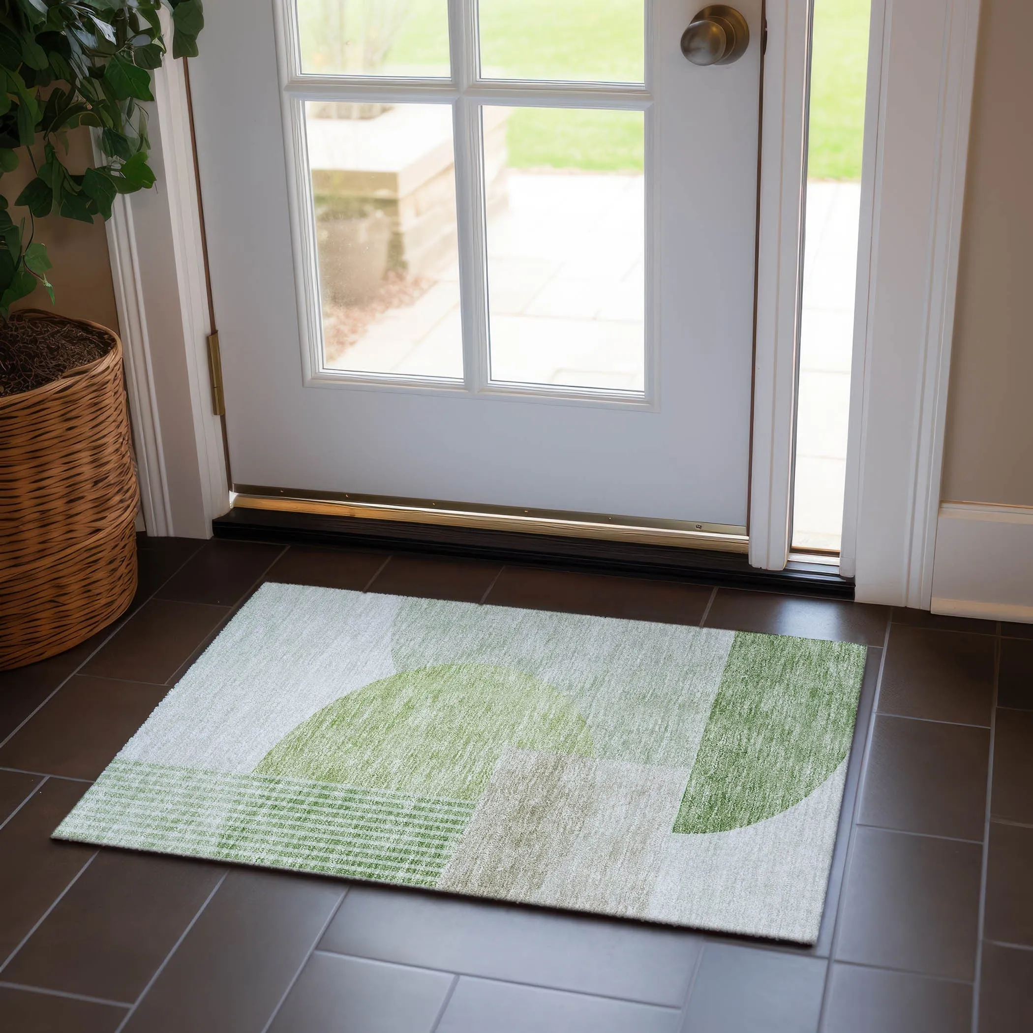 Machine Washable Indoor/ Outdoor Chantille Contemporary Modern Rug